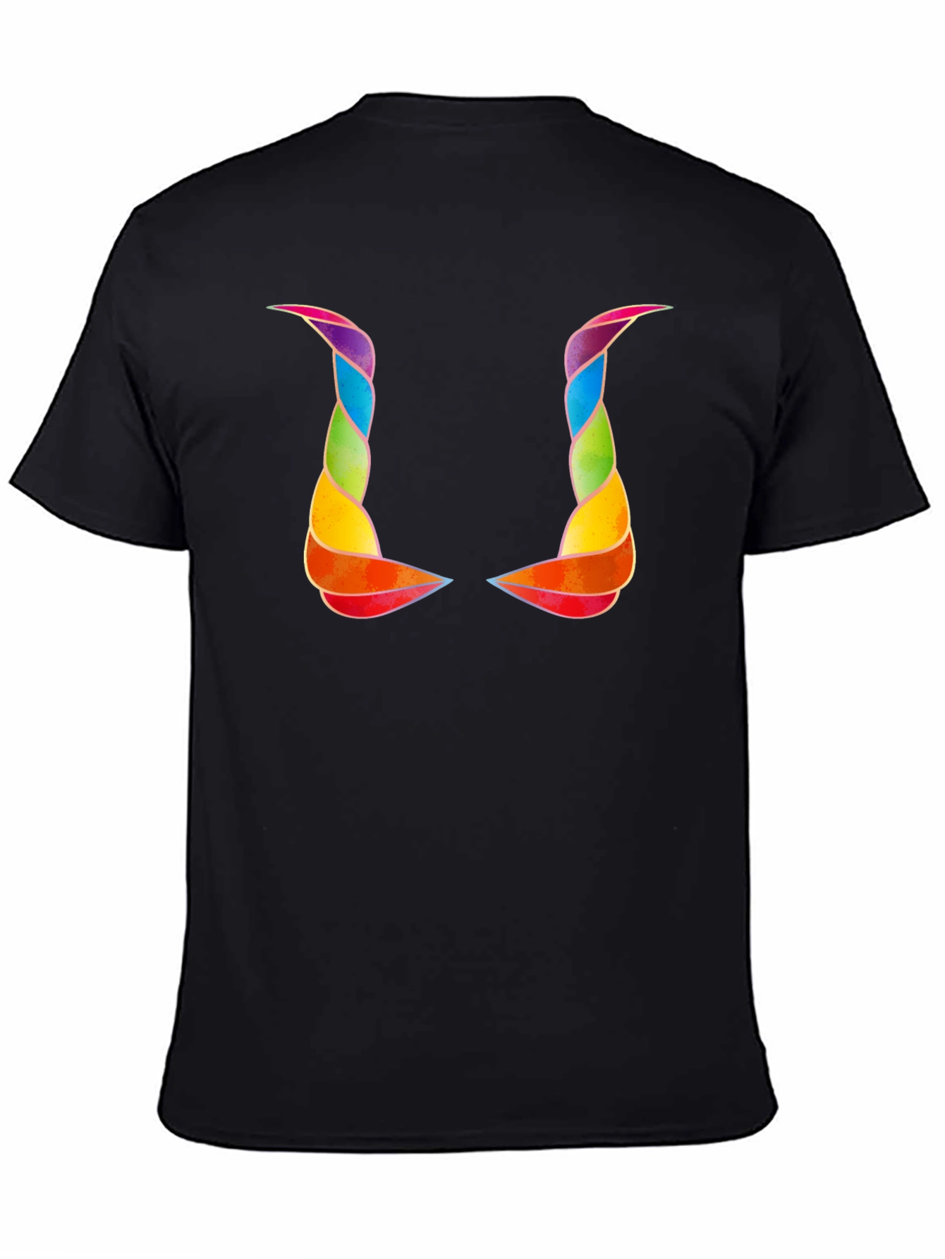 Rainbow Horns Graphic Black T-Shirt