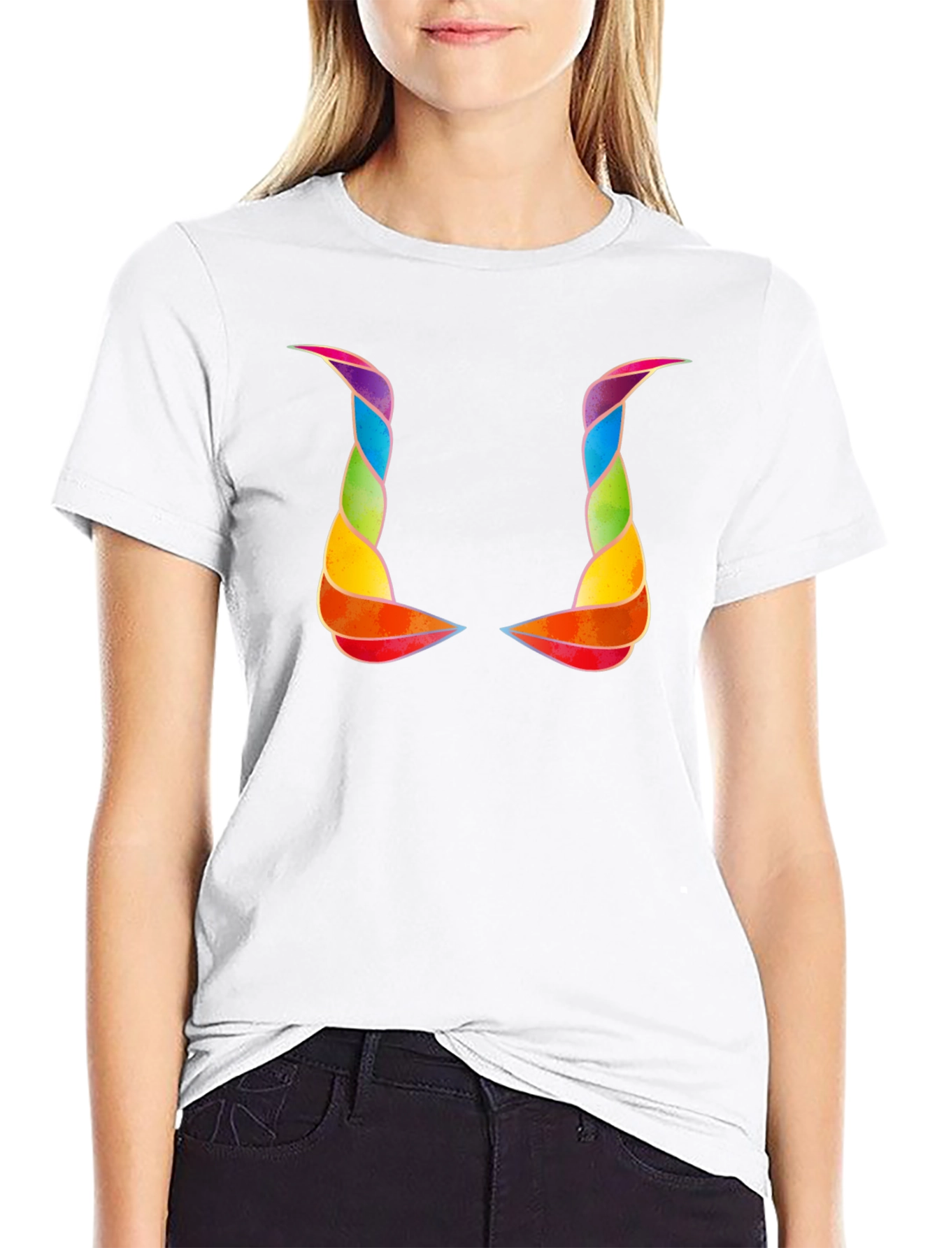 Rainbow Horns Graphic Black T-Shirt