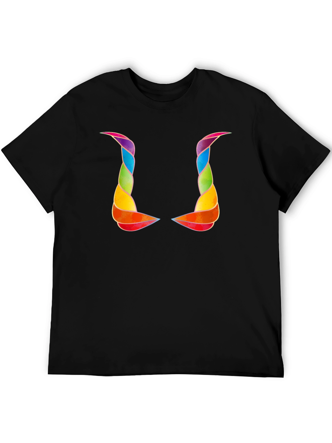 Rainbow Horns Graphic Black T-Shirt