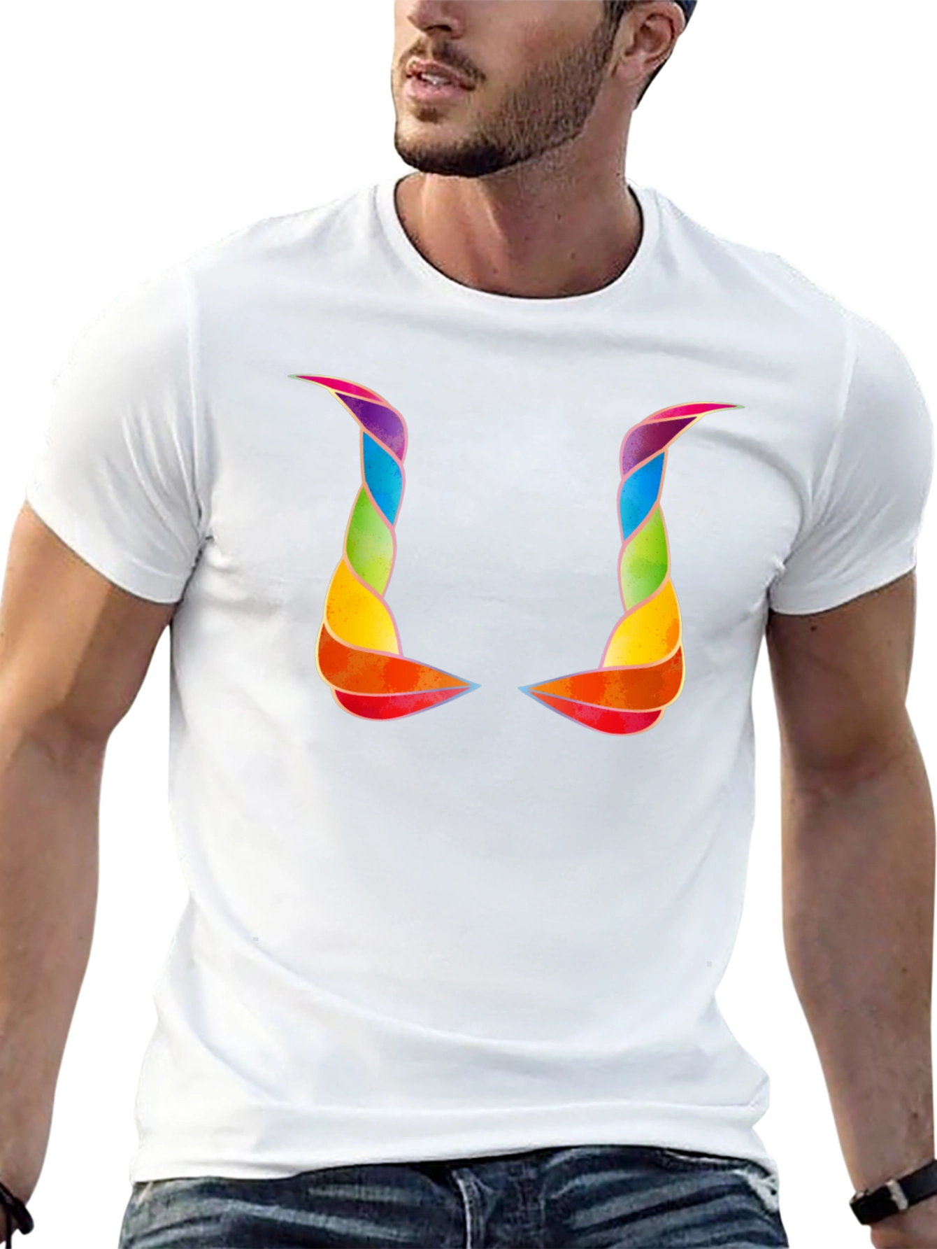 Rainbow Horns Graphic Black T-Shirt