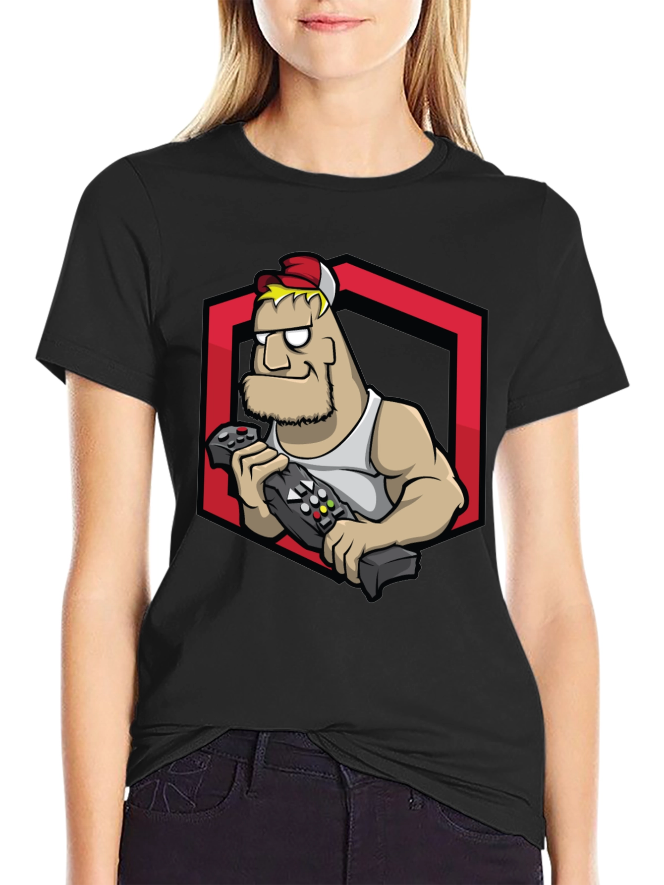 Gamer Dude Graphic Tee - Black Cotton T-Shirt