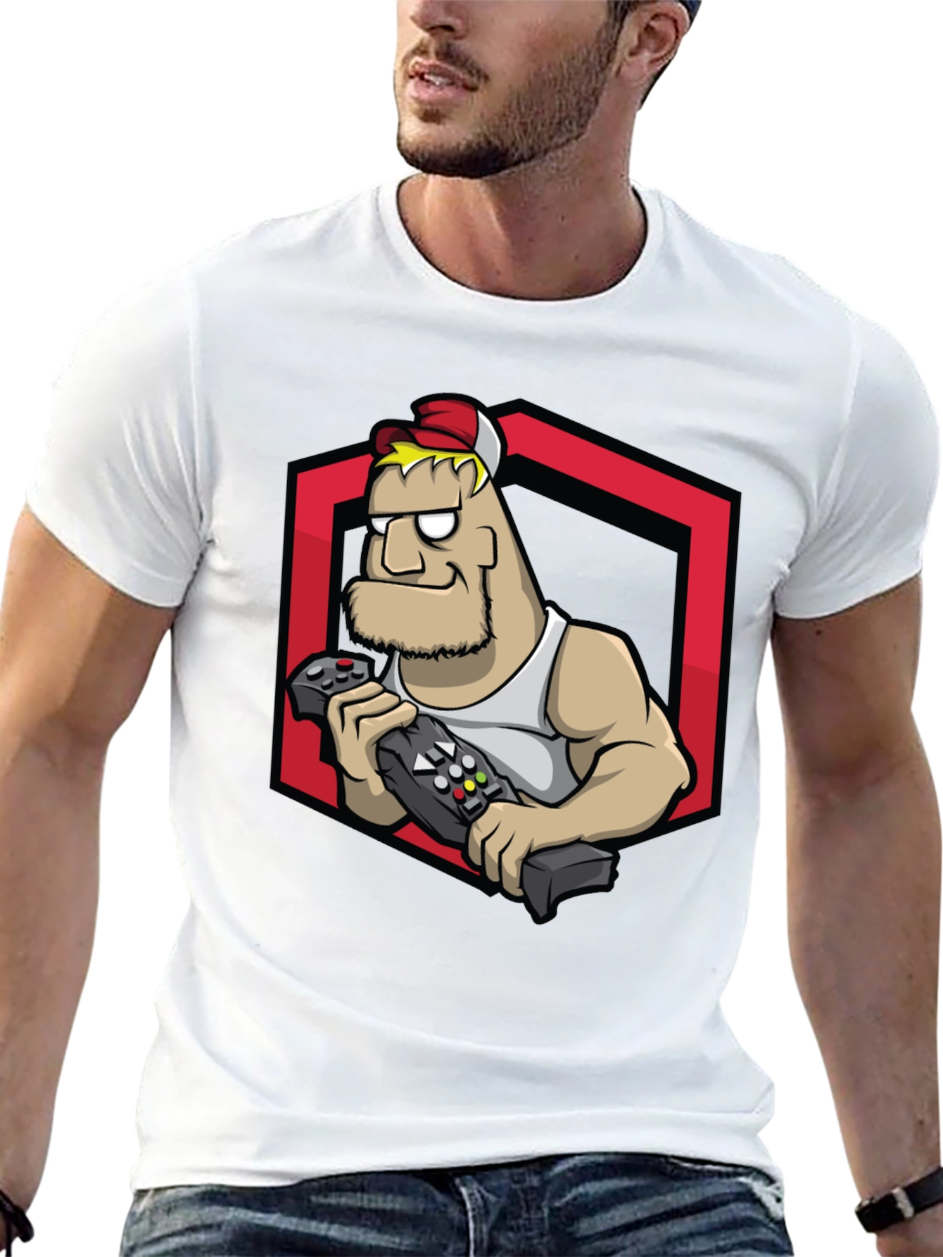 Gamer Dude Graphic Tee - Black Cotton T-Shirt