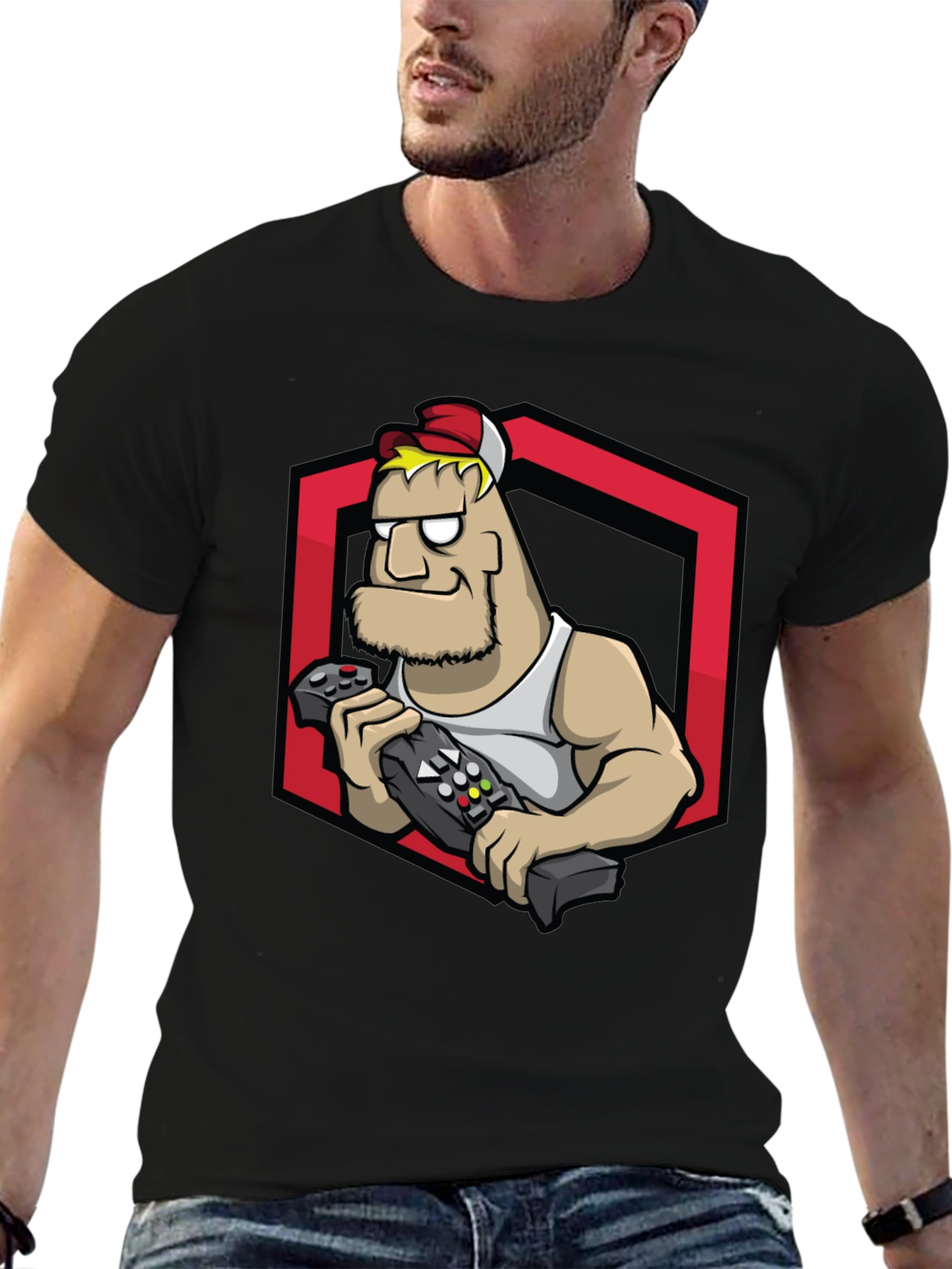 Gamer Dude Graphic Tee - Black Cotton T-Shirt