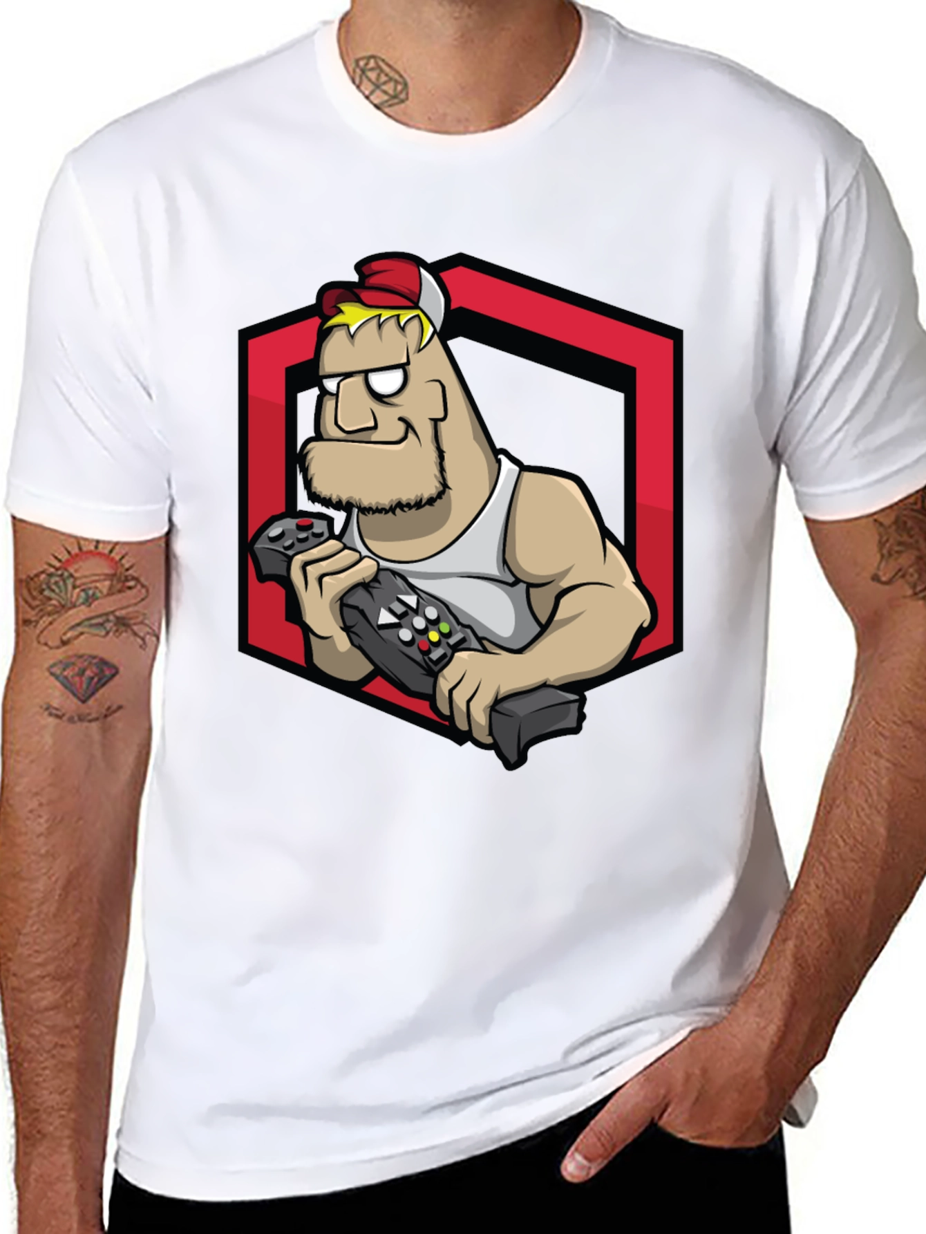 Gamer Dude Graphic Tee - Black Cotton T-Shirt