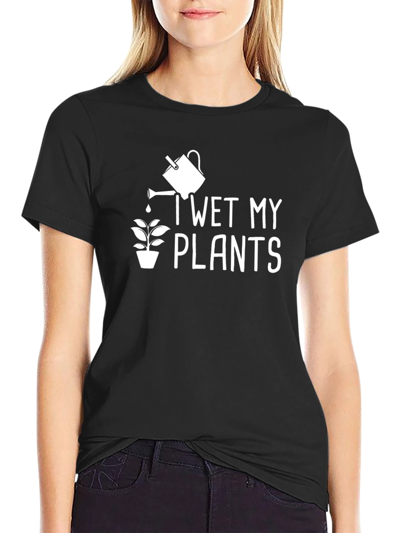 I Wet My Plants Graphic T-Shirt - Black