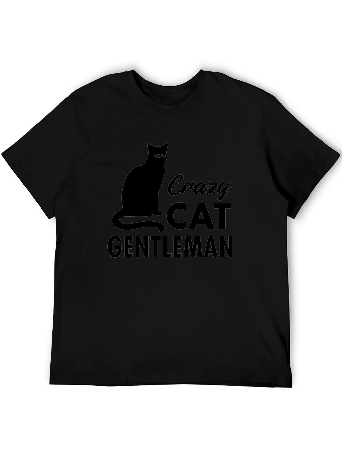 Crazy Cat Gentleman Black Graphic Tee