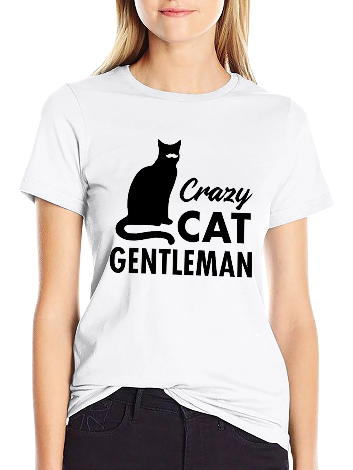 Crazy Cat Gentleman Black Graphic Tee