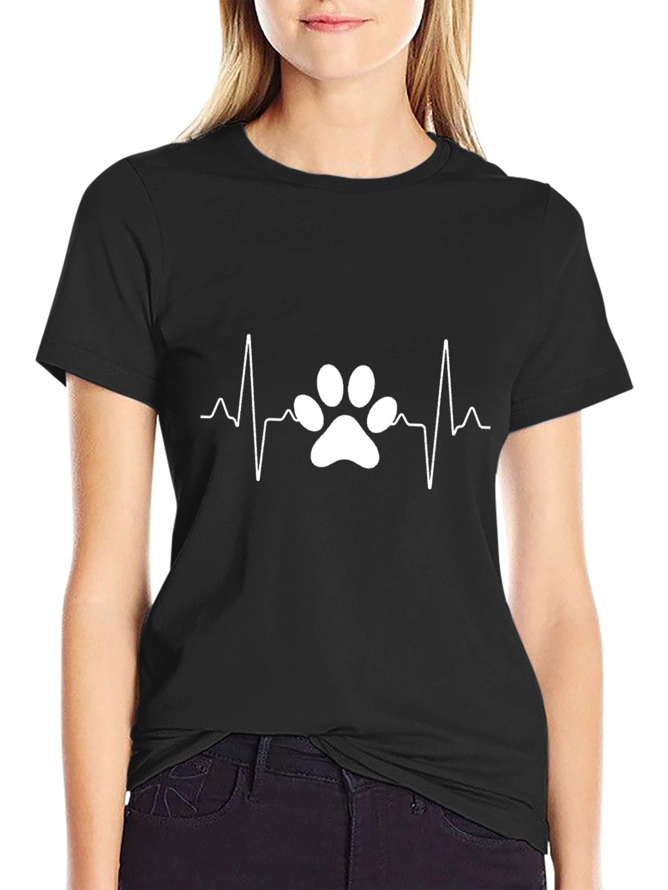 Dog Heartbeat Paw T-Shirt – Minimalist Dog Lover Graphic Tee Gift