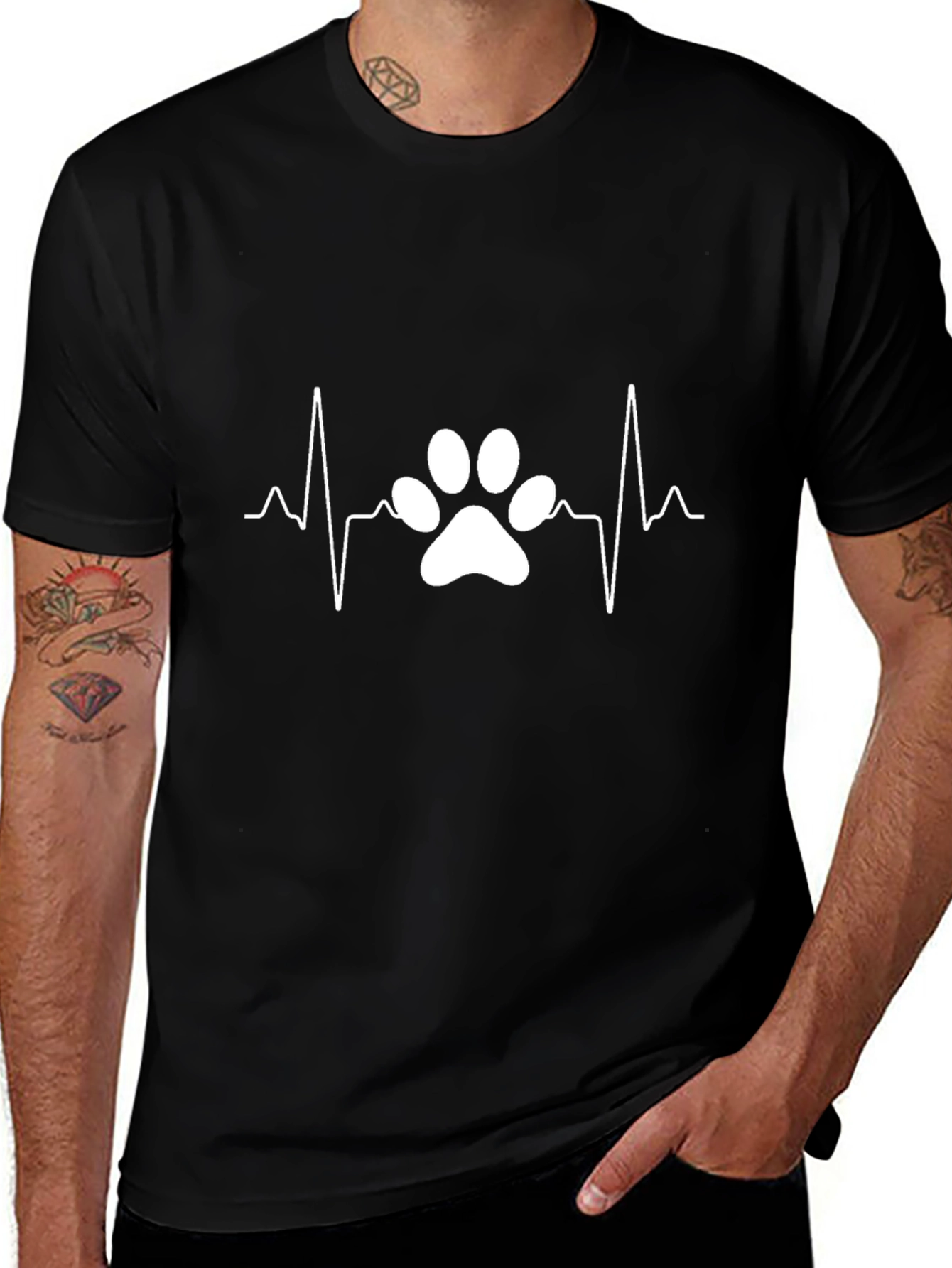 Dog Heartbeat Paw T-Shirt – Minimalist Dog Lover Graphic Tee Gift