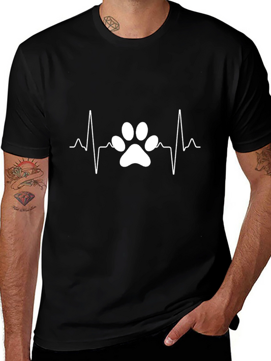 Dog Heartbeat Paw T-Shirt – Minimalist Dog Lover Graphic Tee Gift
