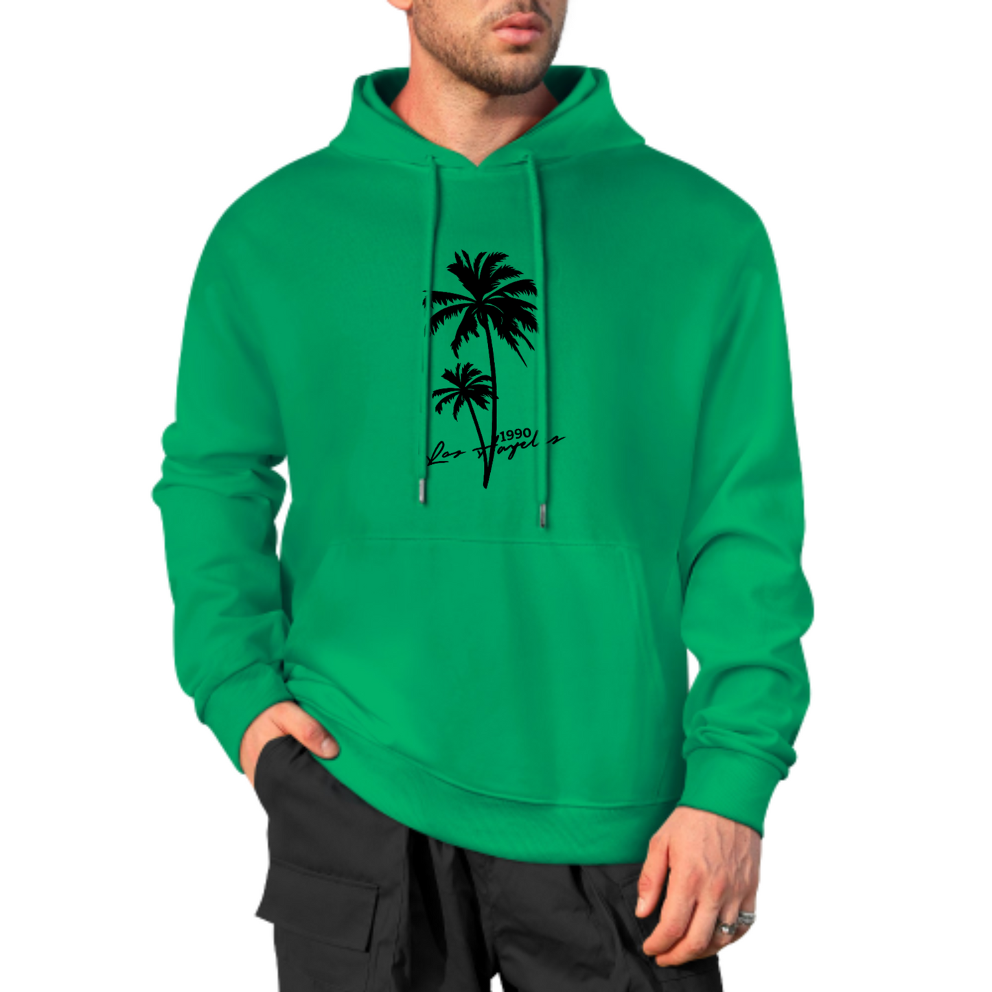 Palm Tree Graphic Hoodie, Summer Vibes Sweatshirt, Stylish Black Hoodie for Beach Lovers, Casual & Trendy Streetwear, Unisex Fashion Hoodie