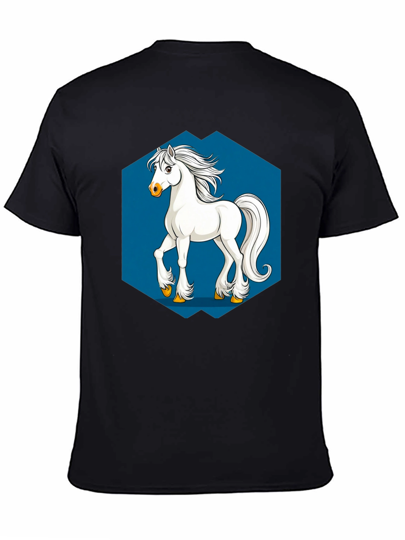 Horse Graphic Tee - Black Cotton T-Shirt