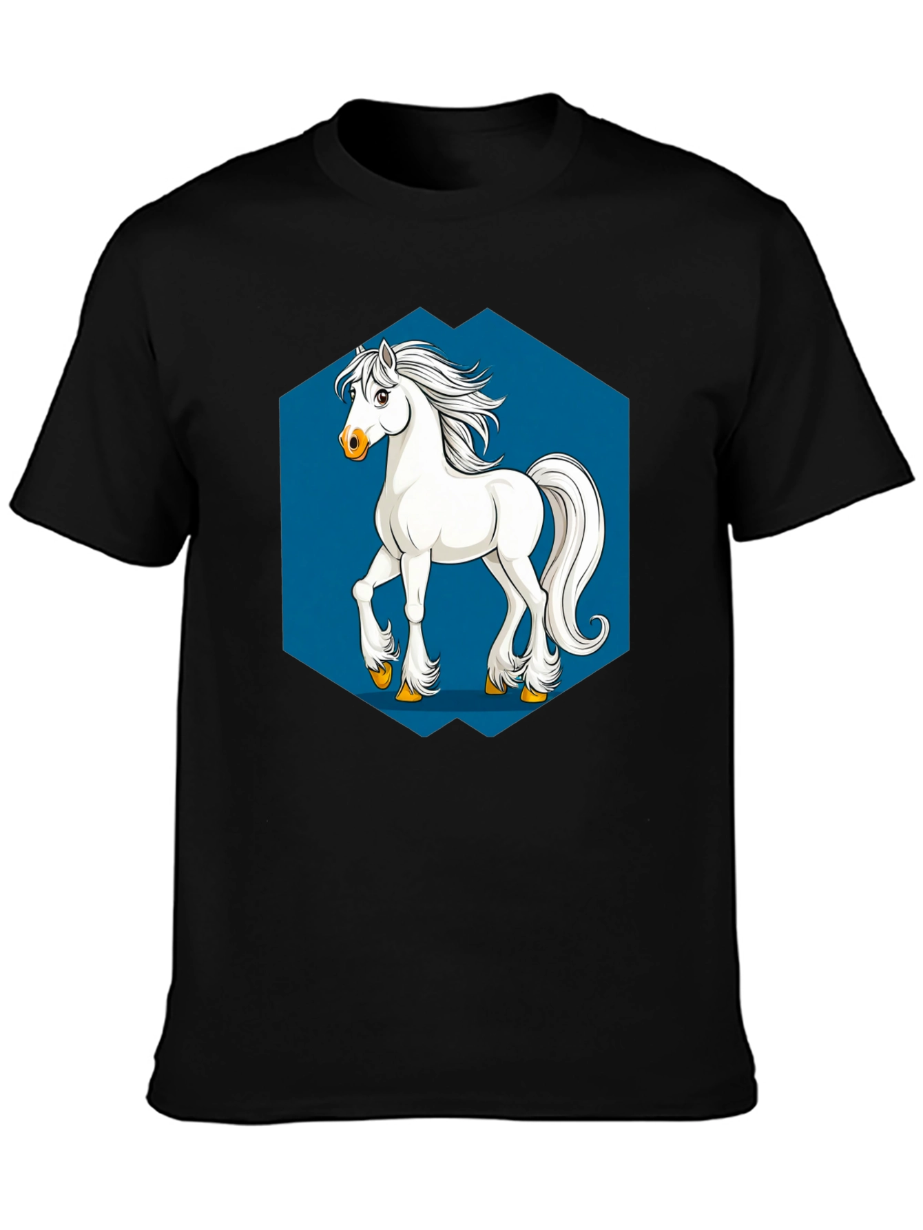 Horse Graphic Tee - Black Cotton T-Shirt