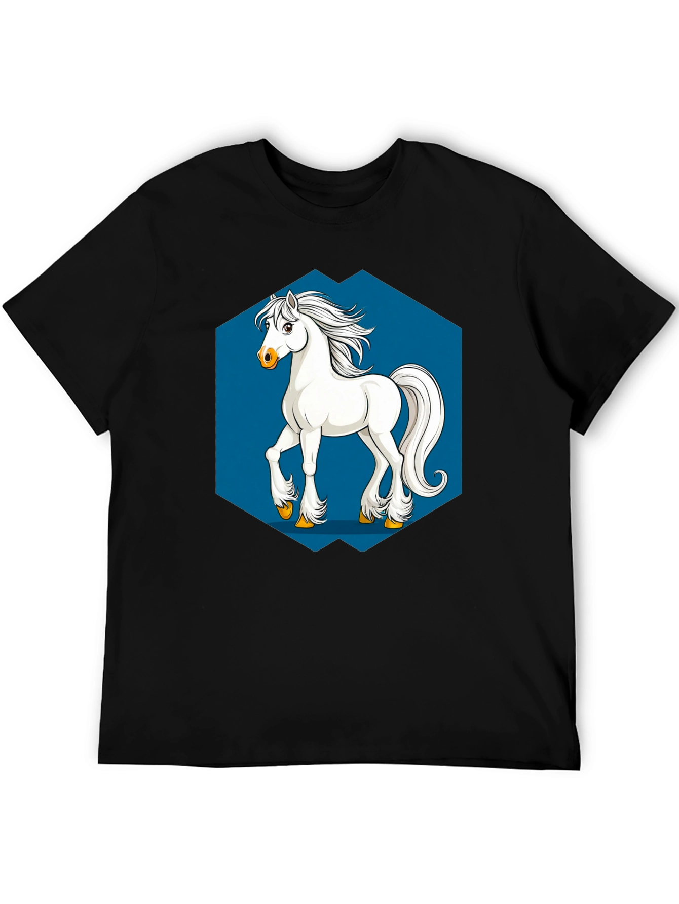 Horse Graphic Tee - Black Cotton T-Shirt