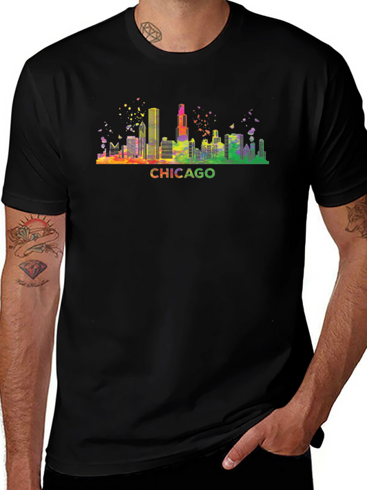 Chicago Skyline T-Shirt - Colorful Cityscape Tee