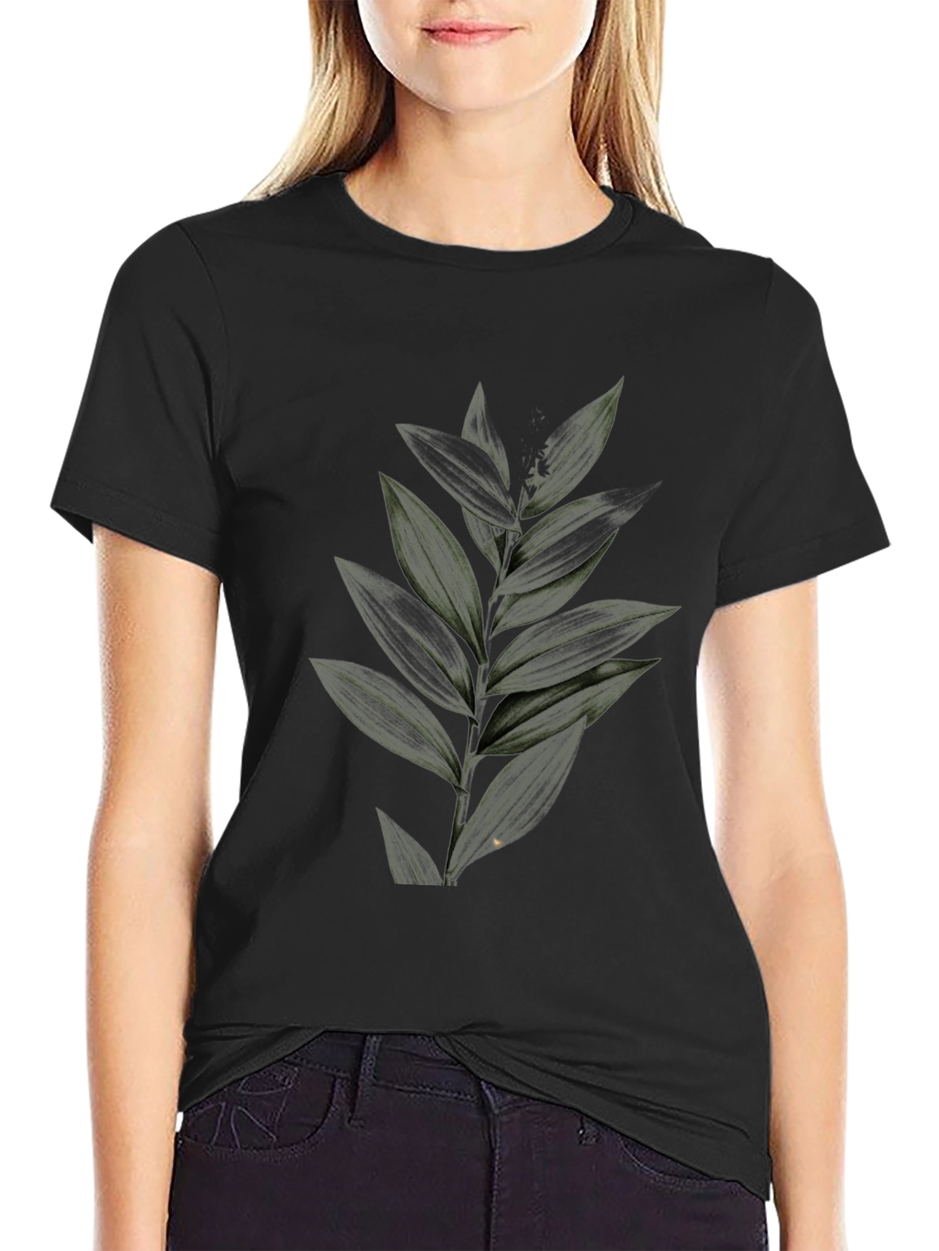 Botanical Print Black Tee
