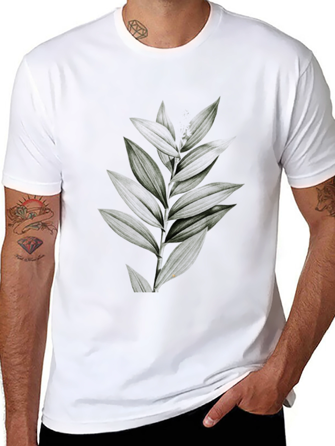 Botanical Print Black Tee