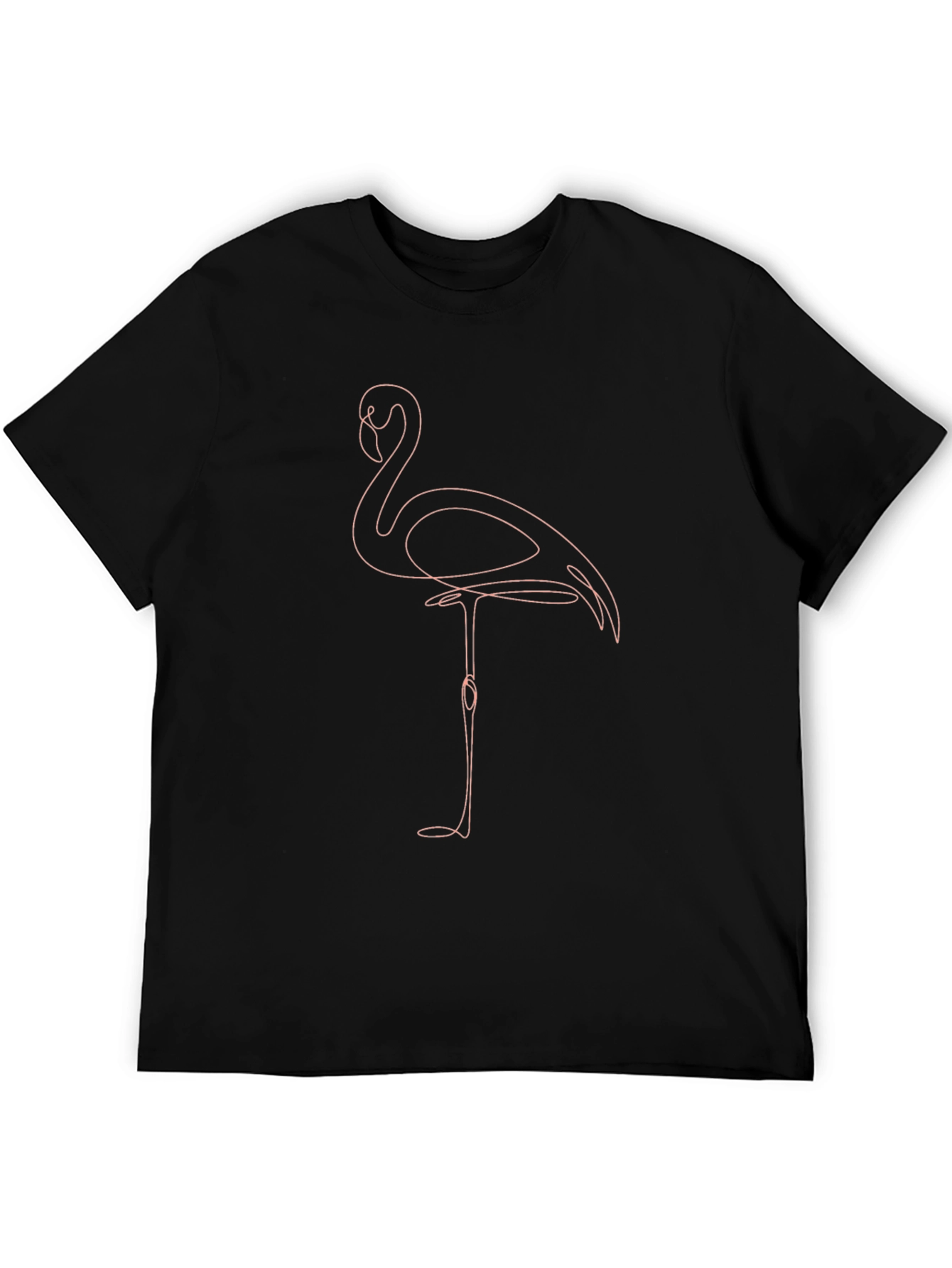 Minimalist Flamingo Graphic Tee - Black Cotton