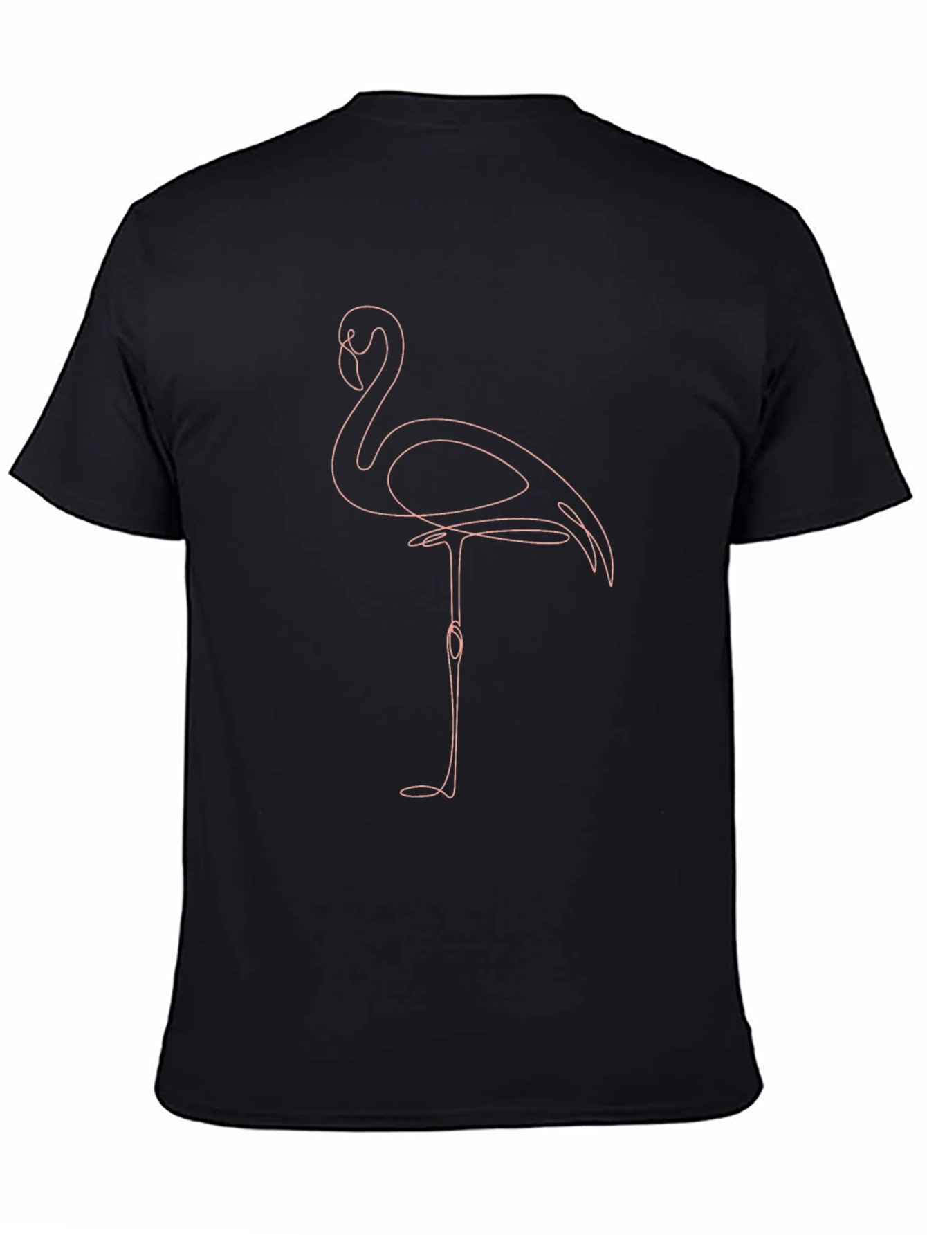 Minimalist Flamingo Graphic Tee - Black Cotton
