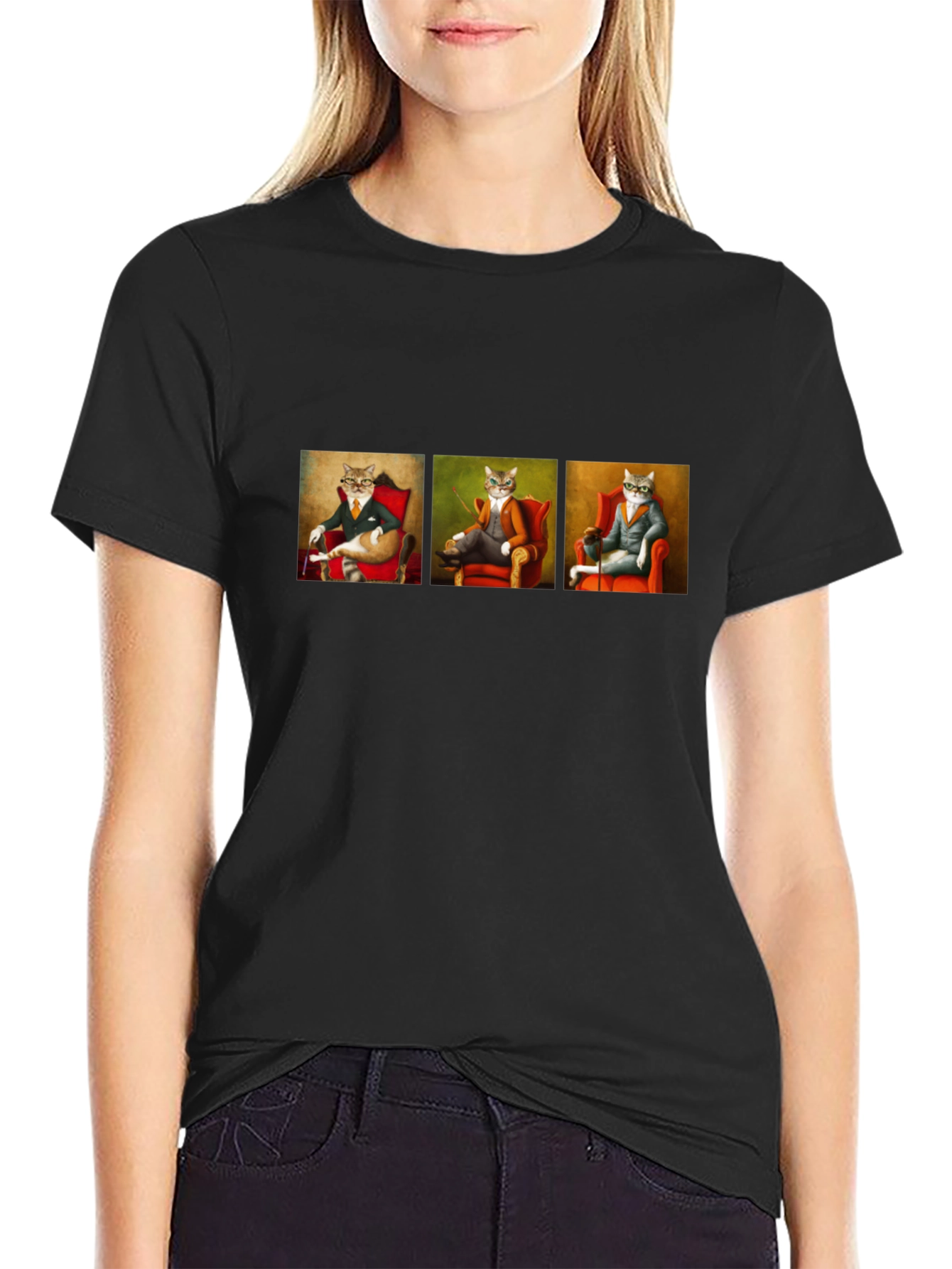 Sophisticated Cats Black T-Shirt