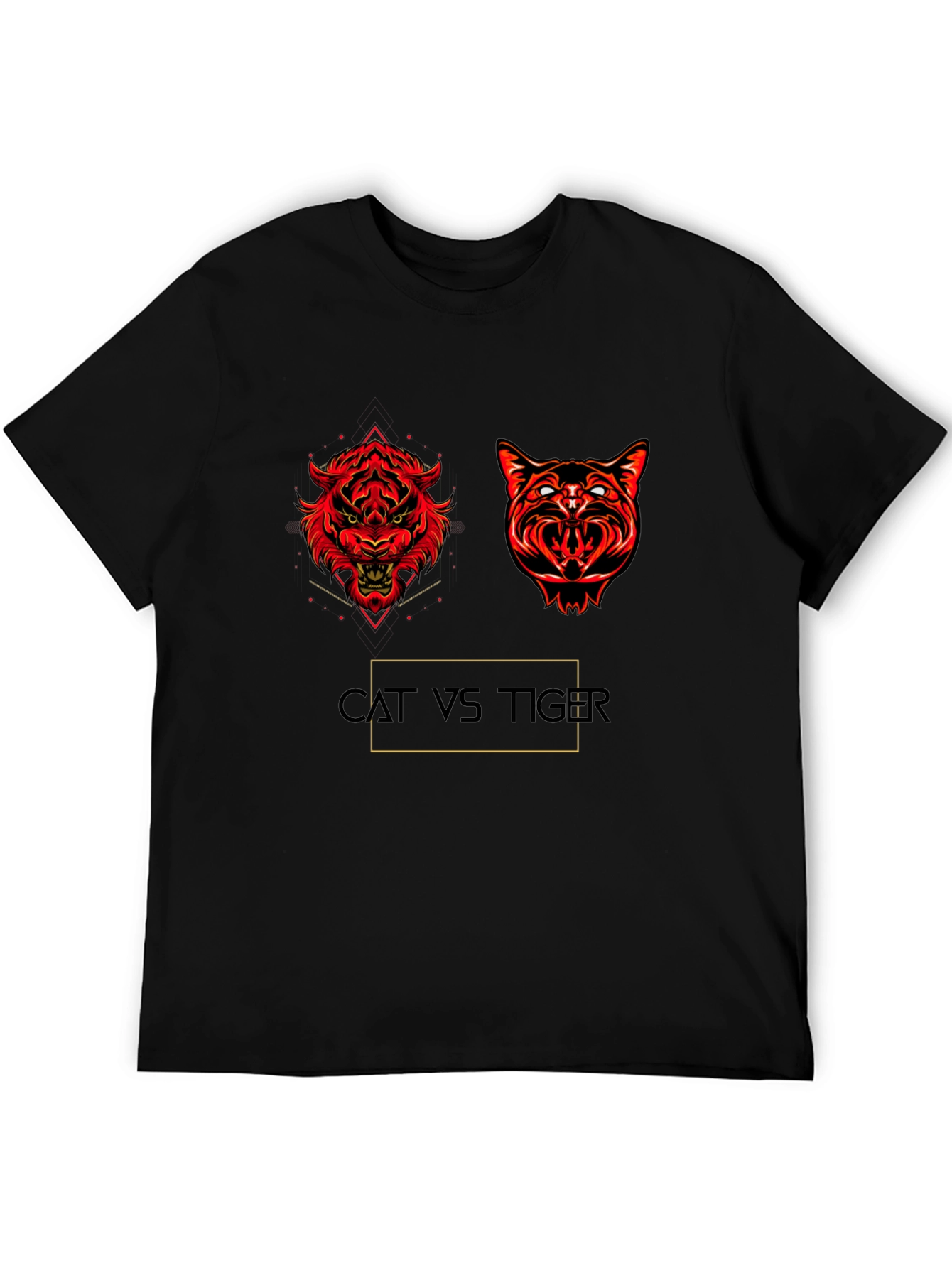 Cat vs Tiger Graphic T-Shirt - Fierce Animal Clash