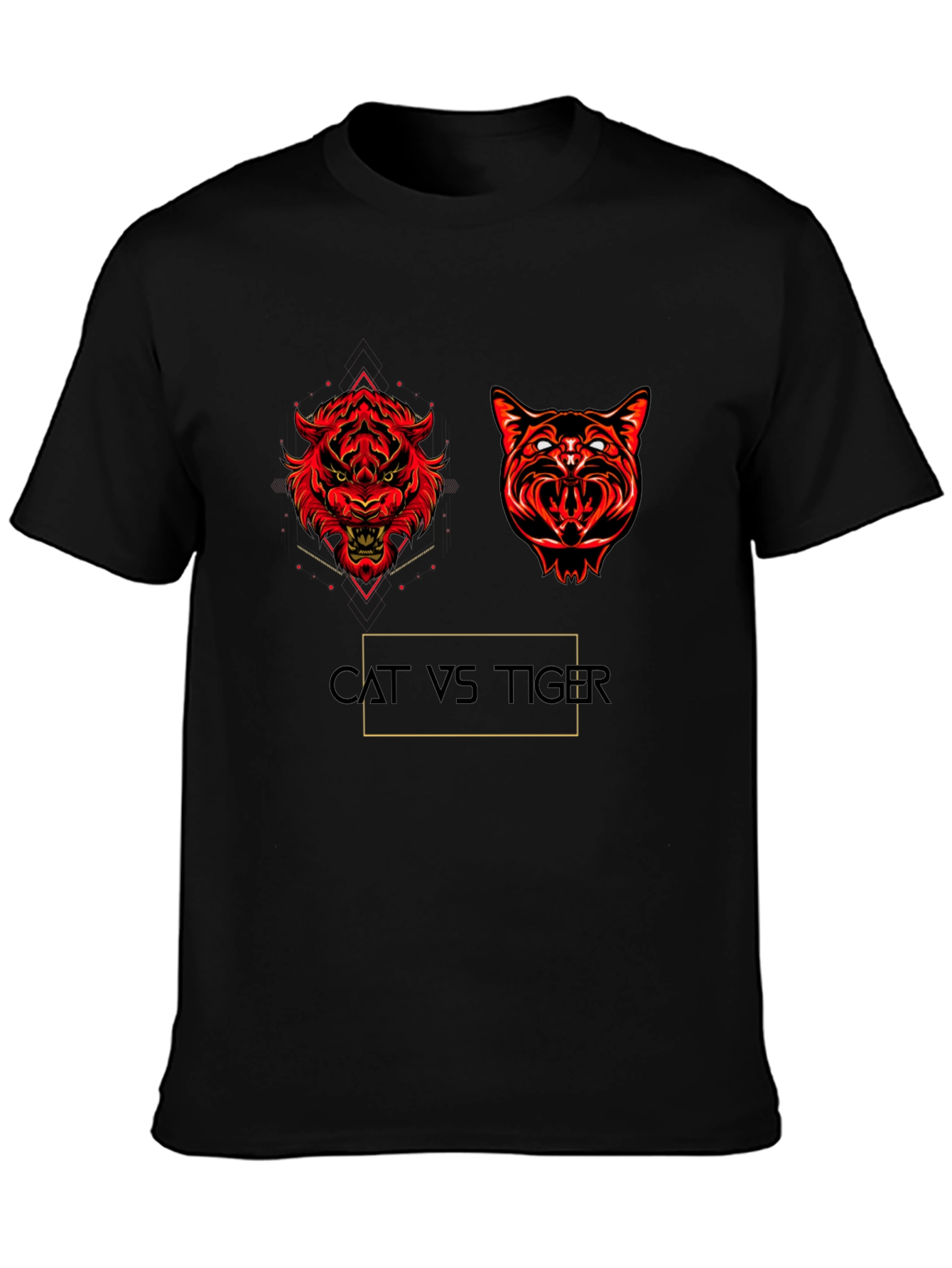 Cat vs Tiger Graphic T-Shirt - Fierce Animal Clash