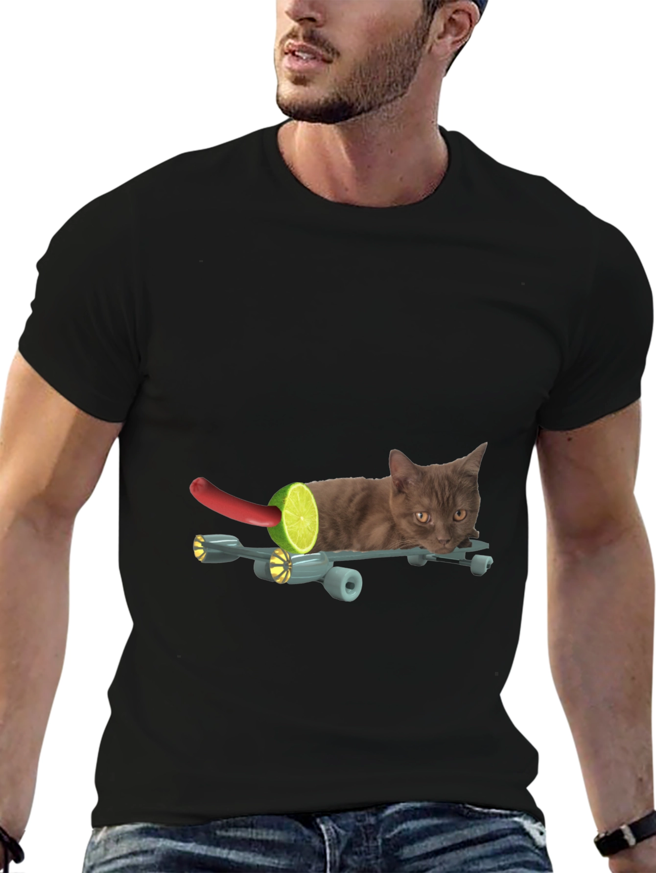 Funny Cat on Skateboard T-Shirt - Unique Graphic Tee