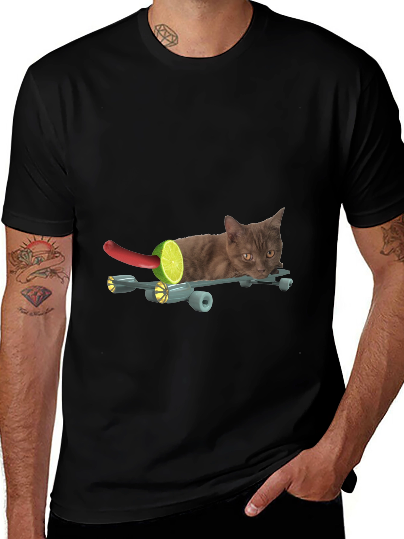 Funny Cat on Skateboard T-Shirt - Unique Graphic Tee