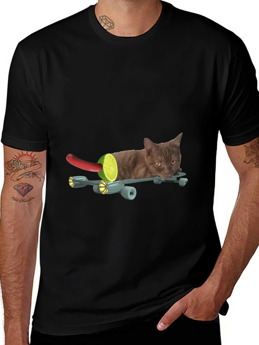 Funny Cat on Skateboard T-Shirt - Unique Graphic Tee
