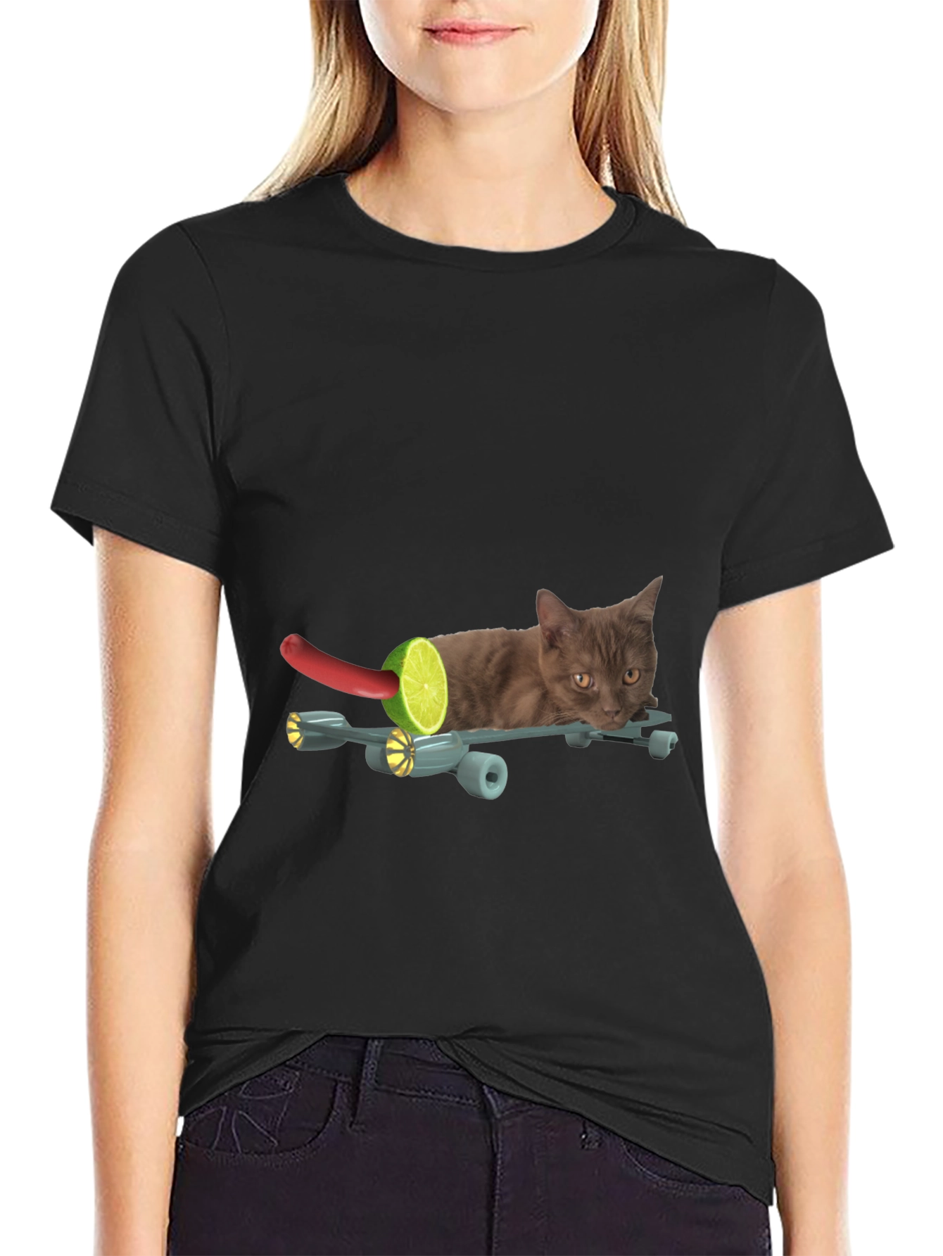 Funny Cat on Skateboard T-Shirt - Unique Graphic Tee