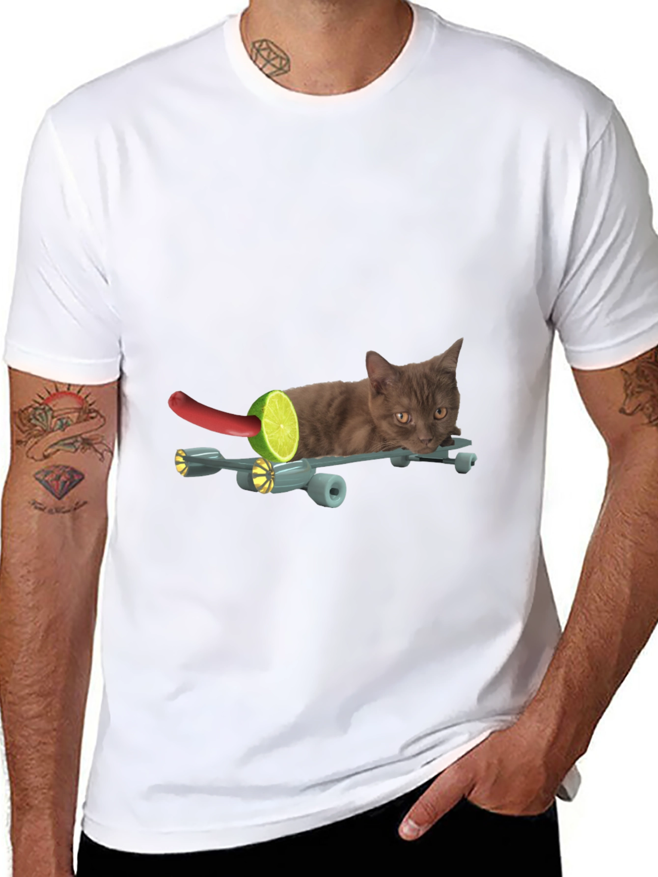 Funny Cat on Skateboard T-Shirt - Unique Graphic Tee