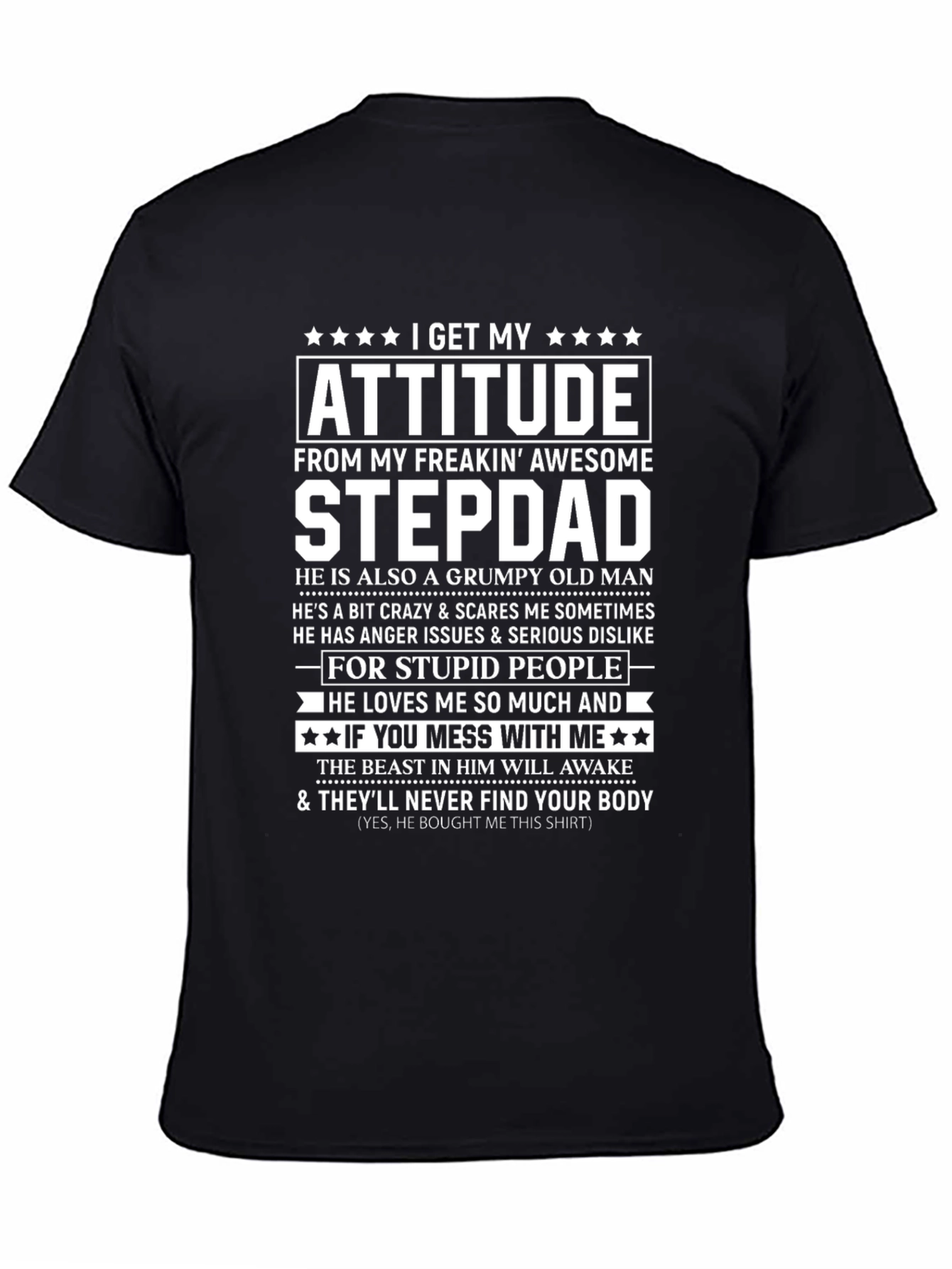 Awesome Stepdad T-Shirt: Attitude & Humor
