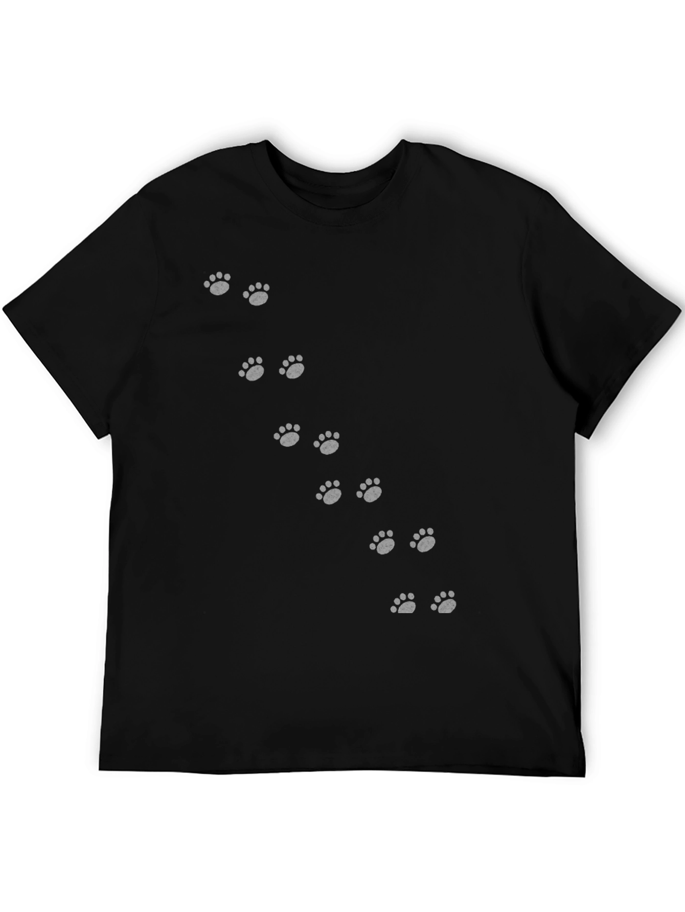 Black Paw Print Crew Neck T-Shirt