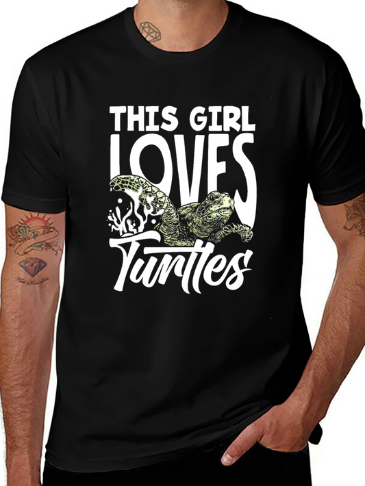 This Girl Loves Turtles Black T-Shirt