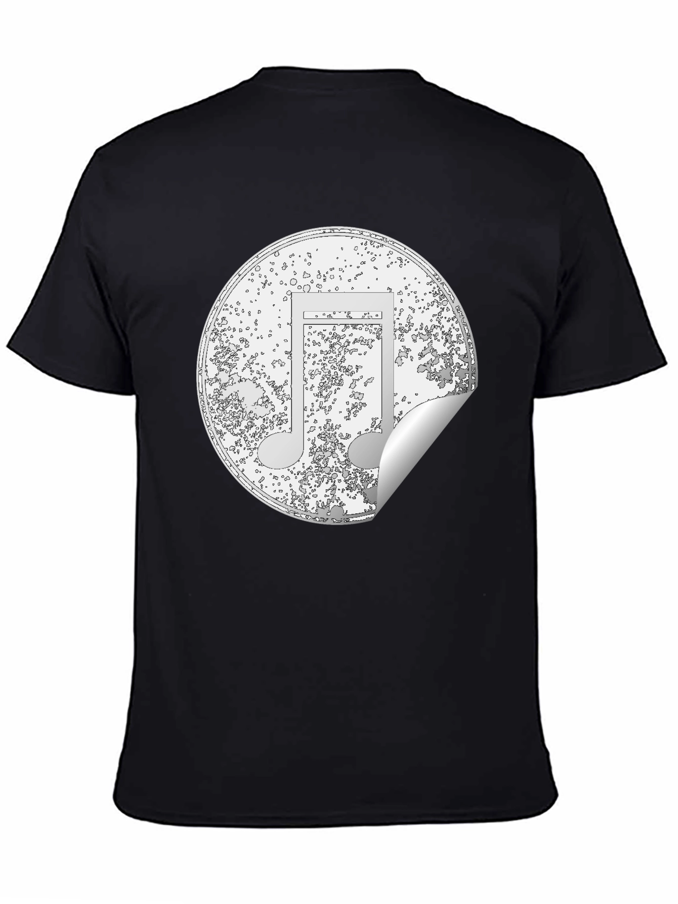 Music Note Sticker Style Black T-Shirt