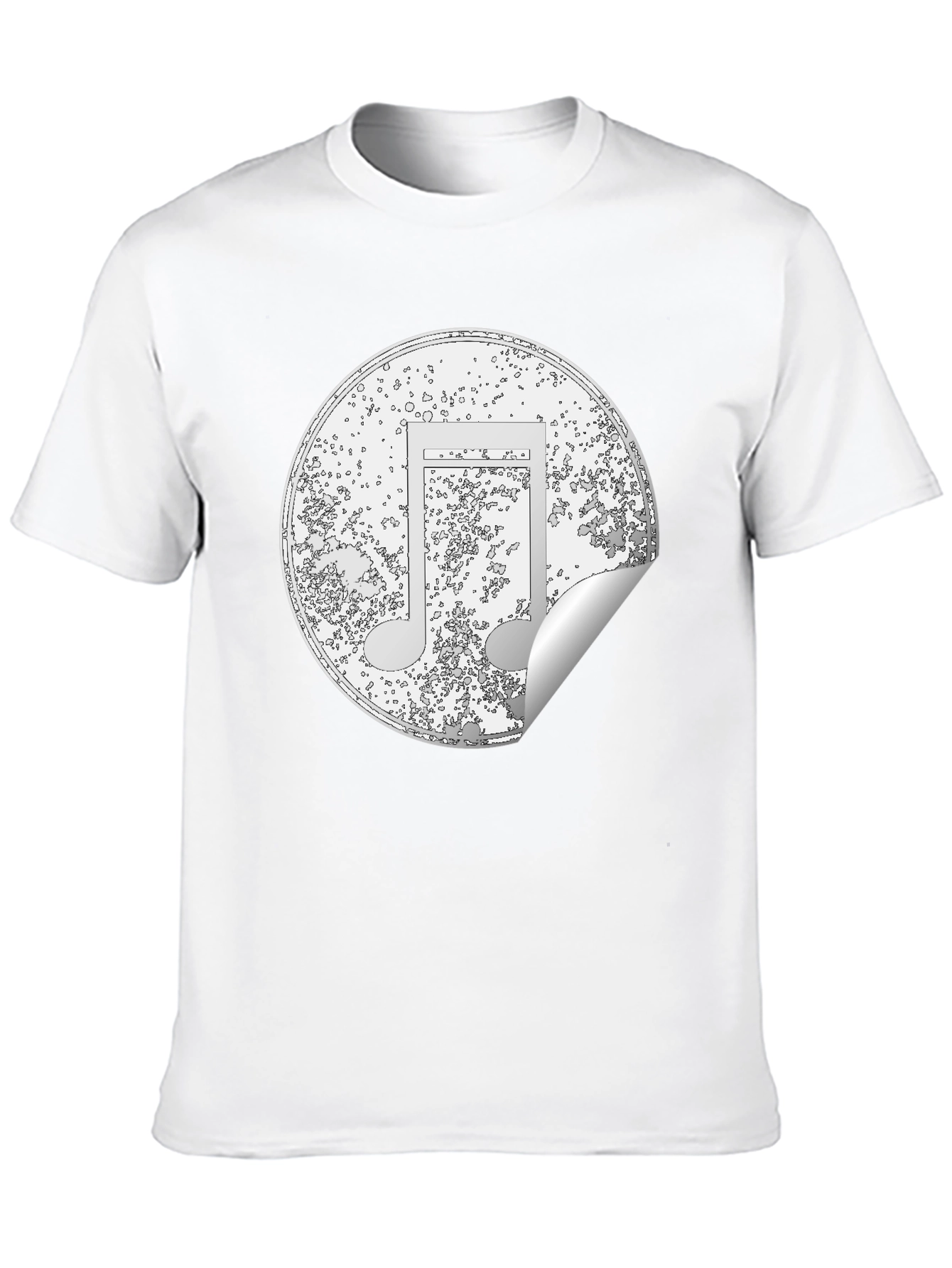 Music Note Sticker Style Black T-Shirt