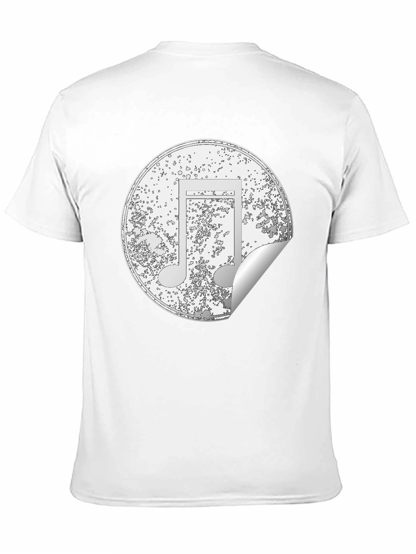 Music Note Sticker Style Black T-Shirt