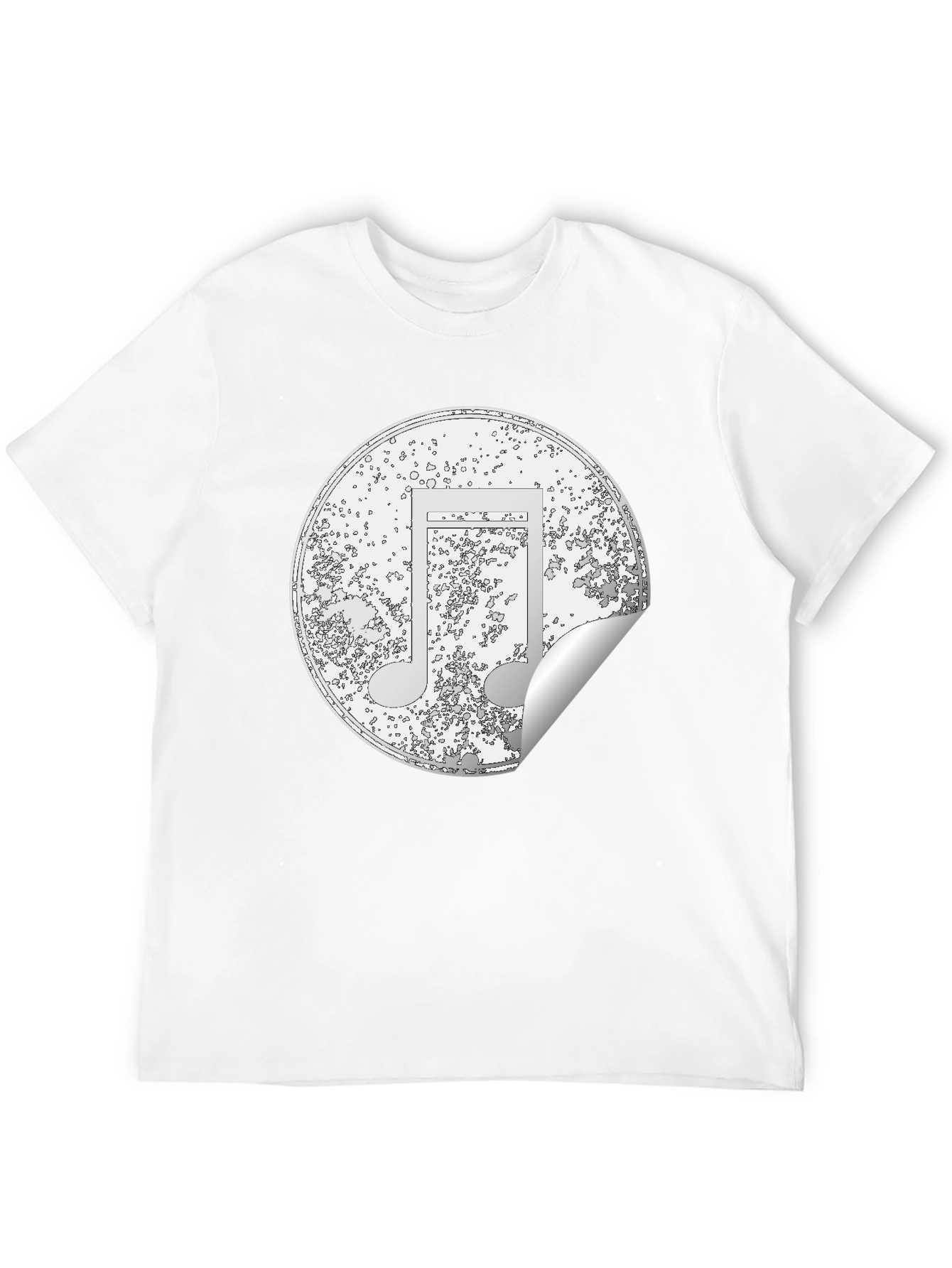 Music Note Sticker Style Black T-Shirt