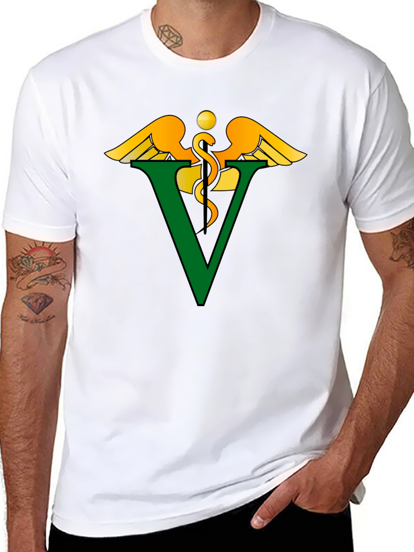 Veterinary Caduceus Symbol Black T-Shirt