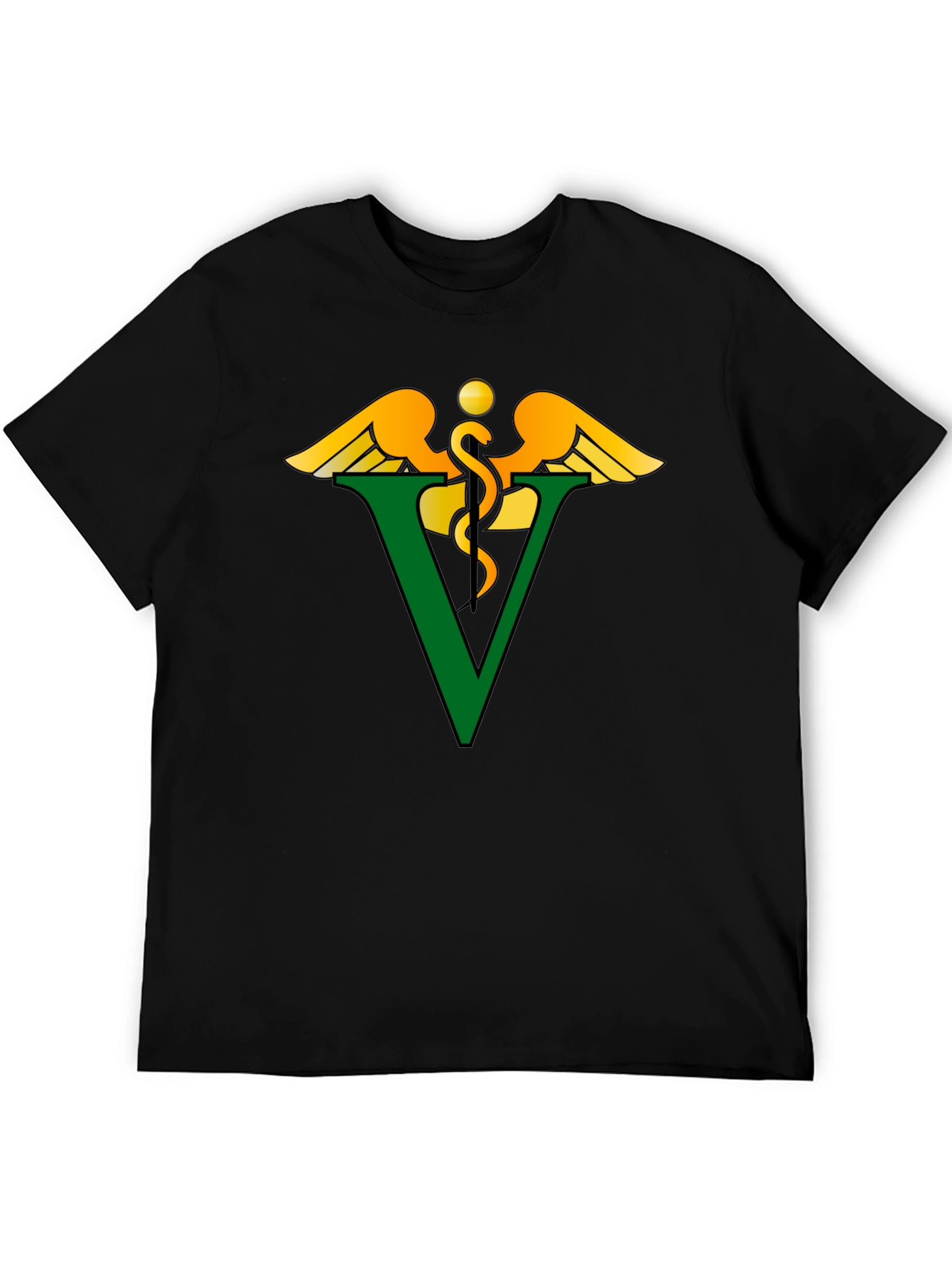 Veterinary Caduceus Symbol Black T-Shirt
