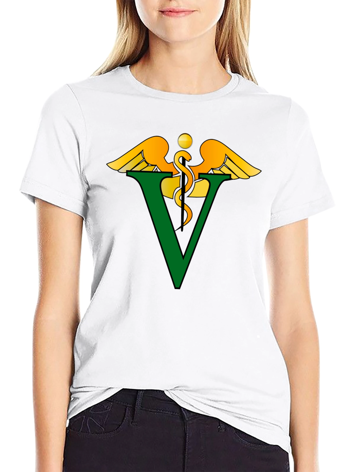 Veterinary Caduceus Symbol Black T-Shirt