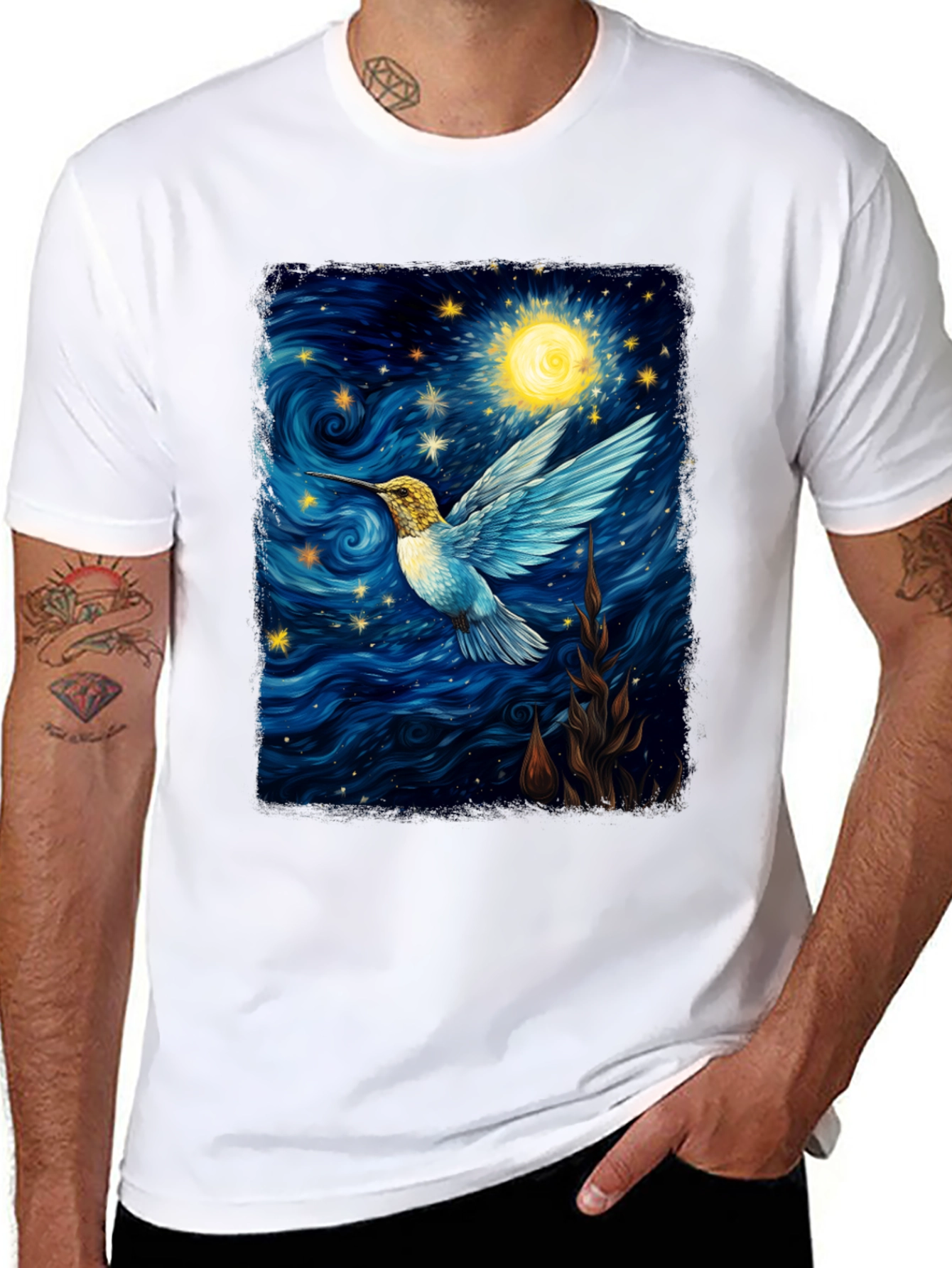 Starry Night Hummingbird Graphic Tee