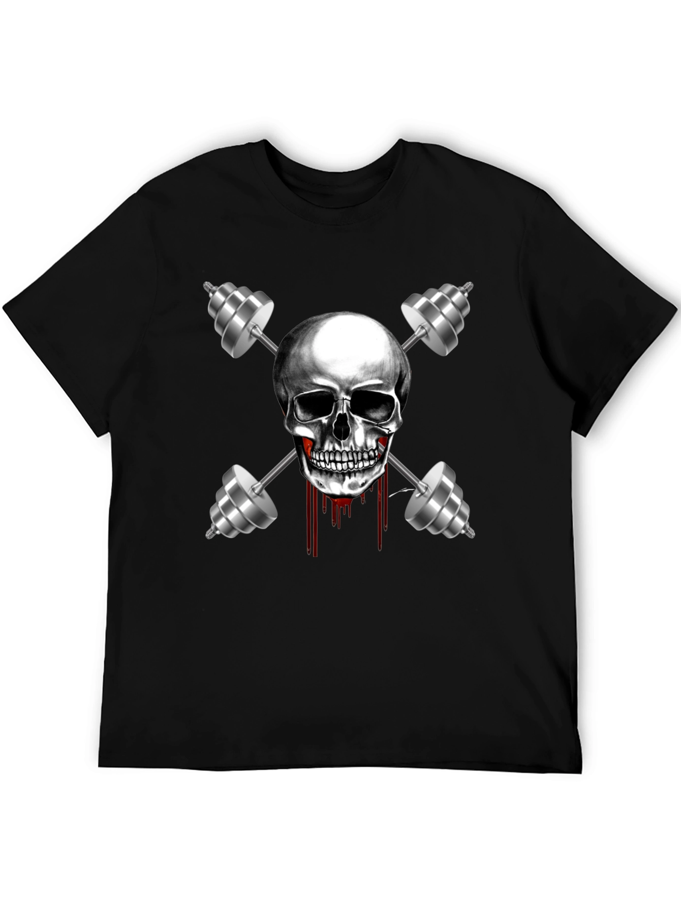 Skull & Dumbbell Graphic Tee - Gym Motivation
