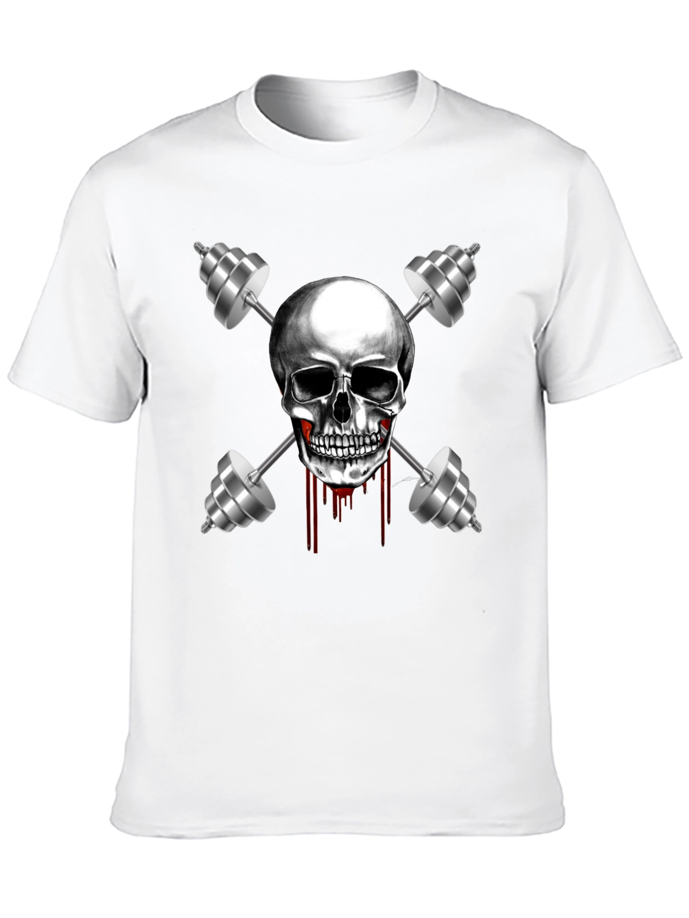 Skull & Dumbbell Graphic Tee - Gym Motivation