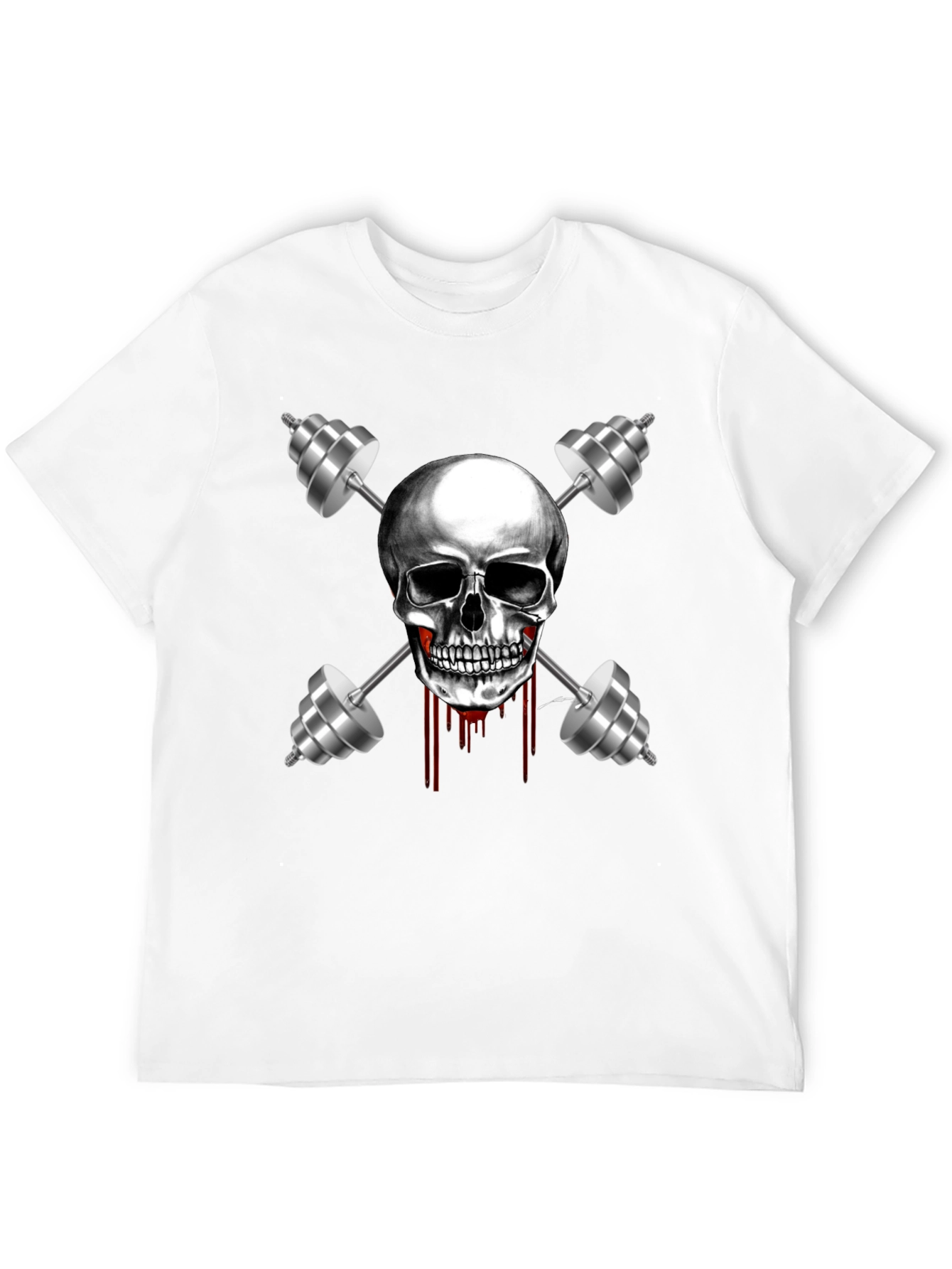 Skull & Dumbbell Graphic Tee - Gym Motivation