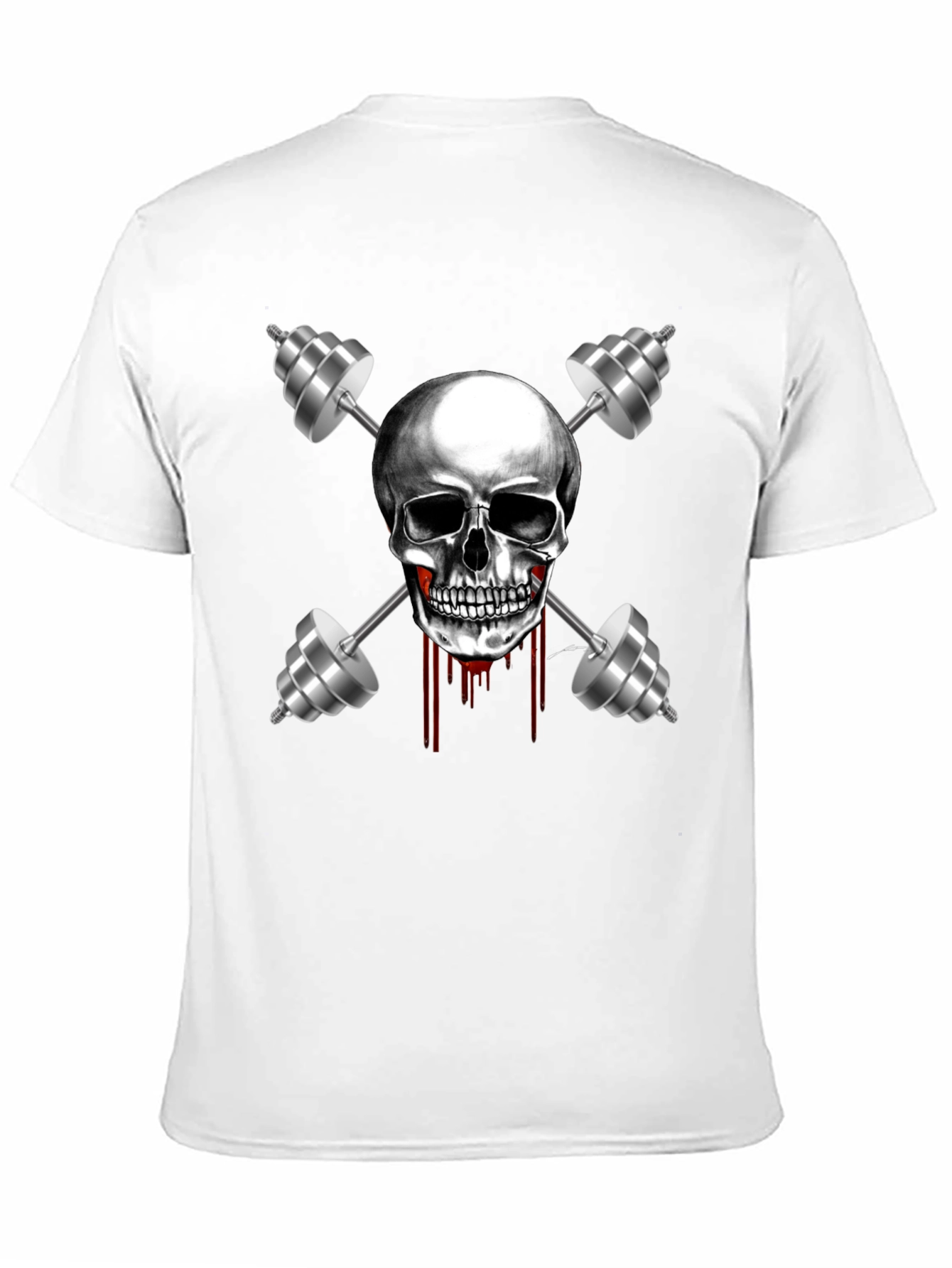 Skull & Dumbbell Graphic Tee - Gym Motivation