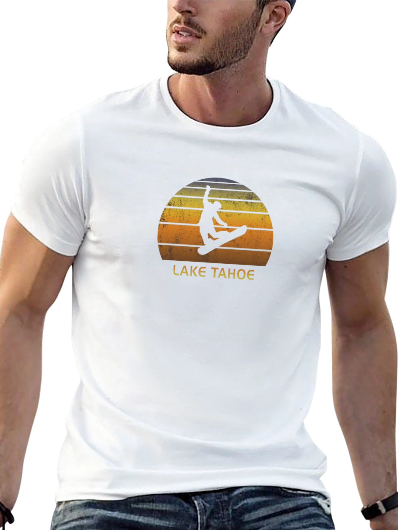 Lake Tahoe Snowboard Sunset Graphic Tee