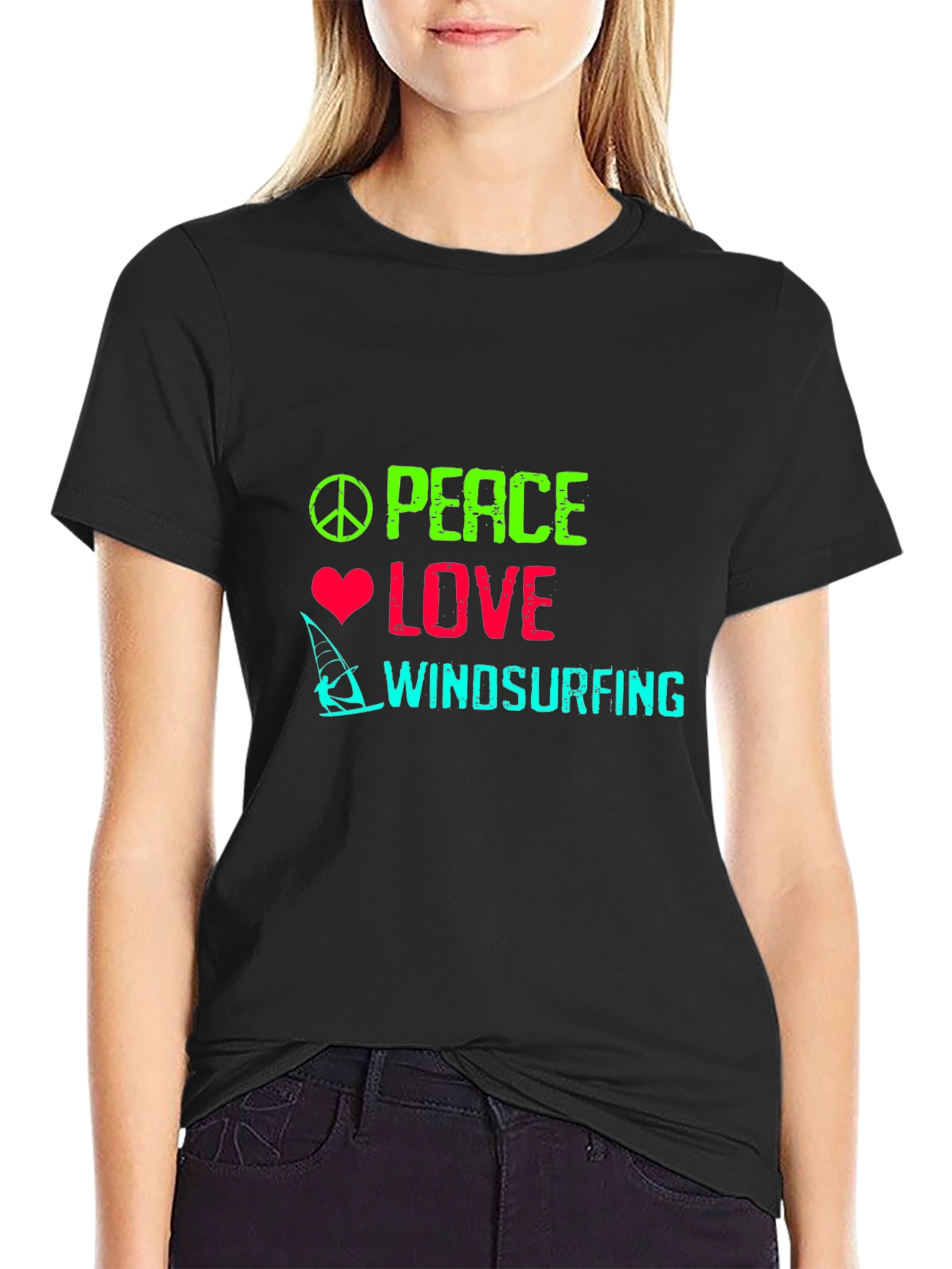 Peace Love Windsurfing Graphic T-Shirt