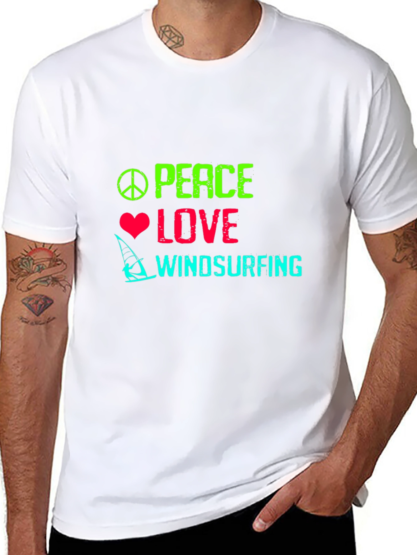 Peace Love Windsurfing Graphic T-Shirt