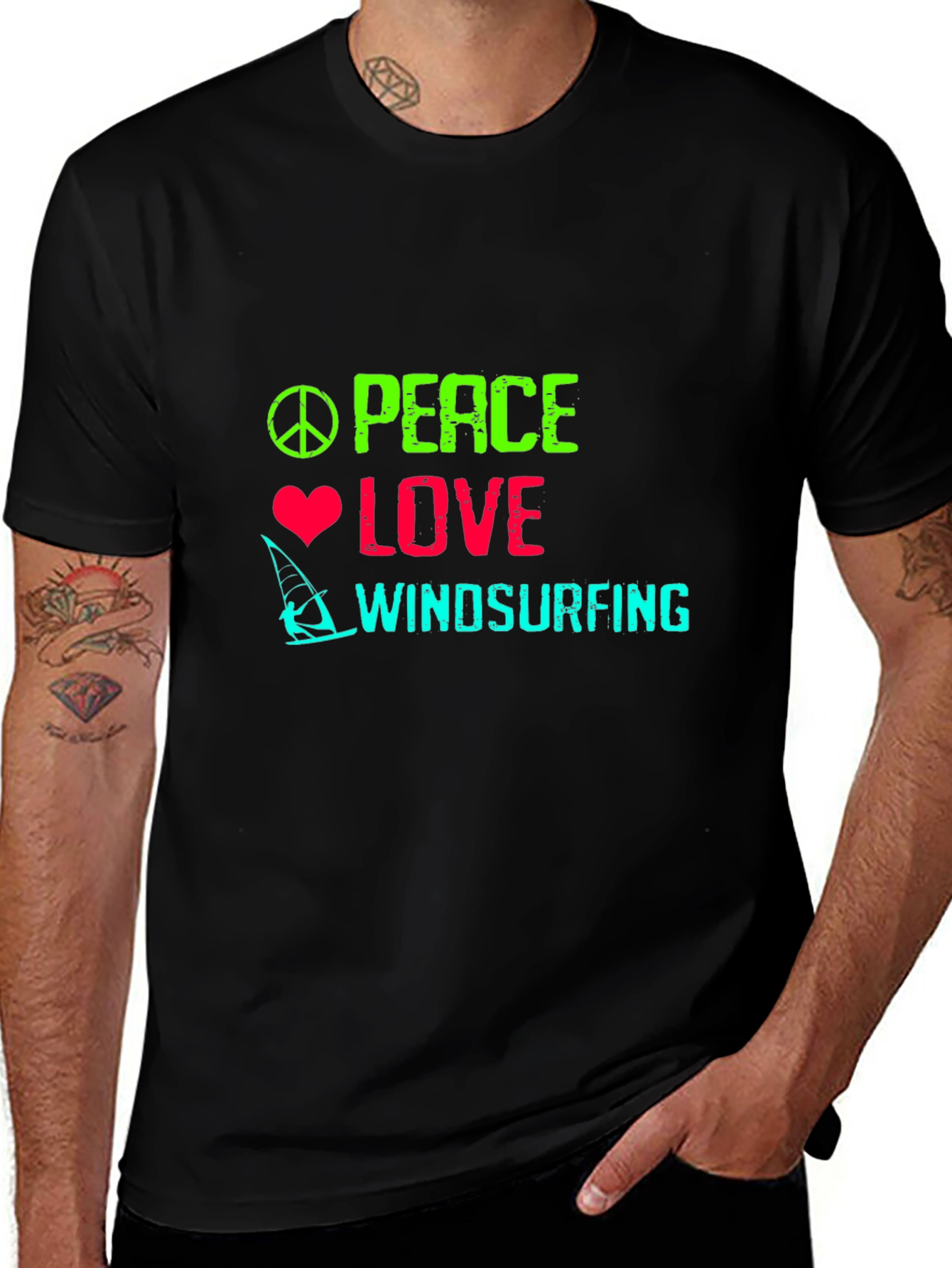 Peace Love Windsurfing Graphic T-Shirt